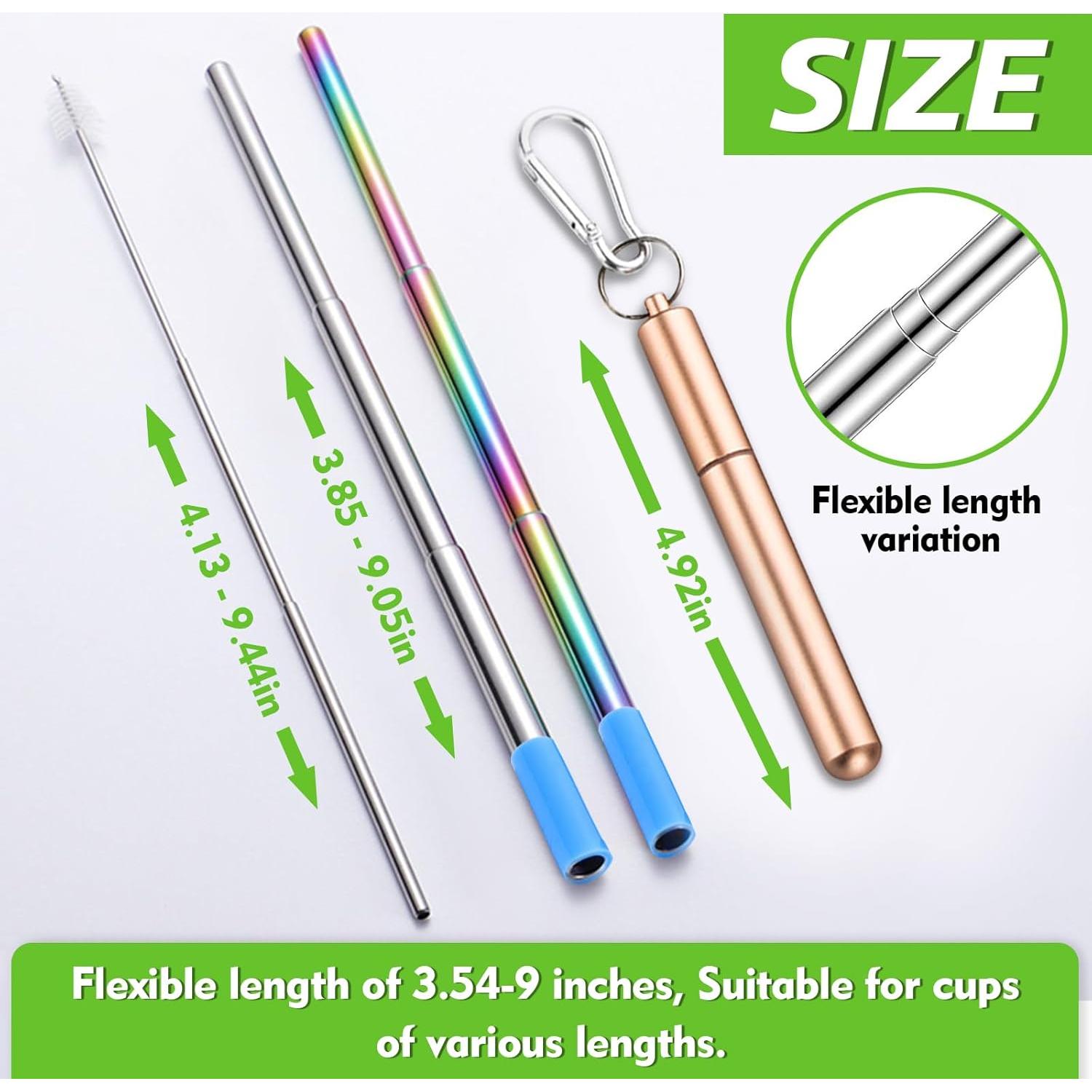 Popotes Reutilizables INVODA 5 Pack Acero Inoxidable Plegables