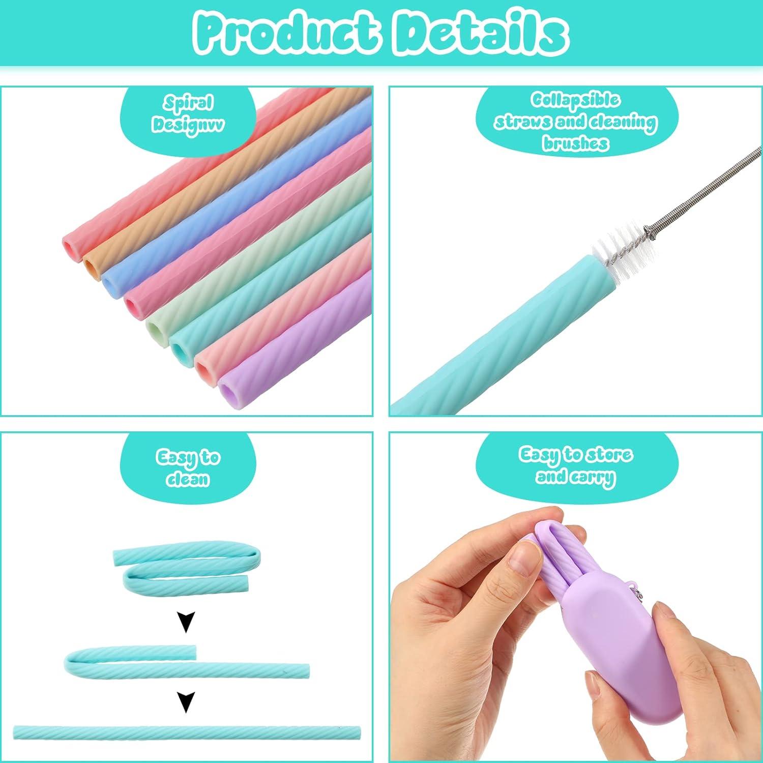 Pajitas de Silicona Reutilizables Meanplan - 8 Piezas con Estuche