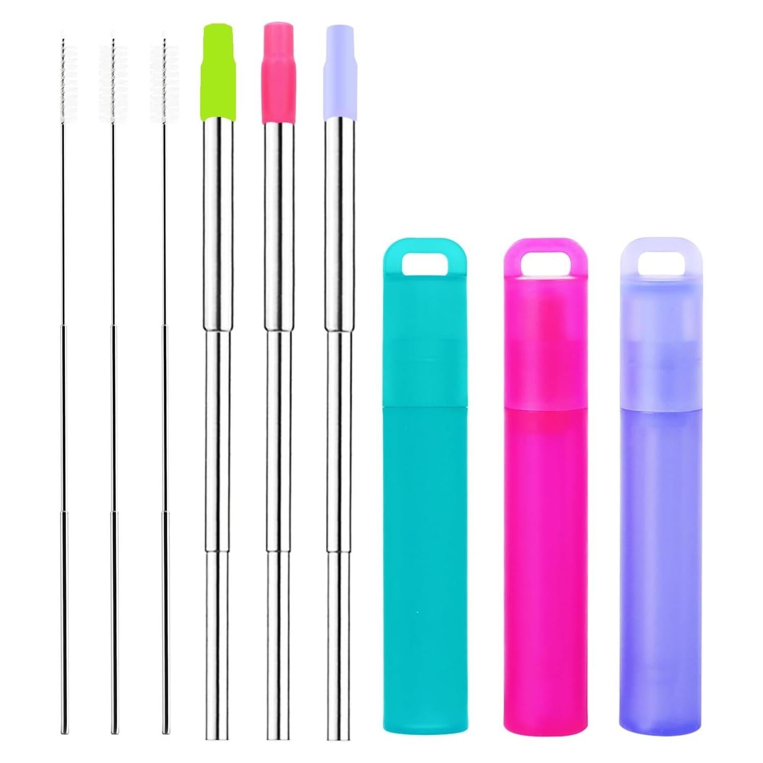 Pajitas de Metal Reutilizables NAIVELY - 3 Piezas Portátiles