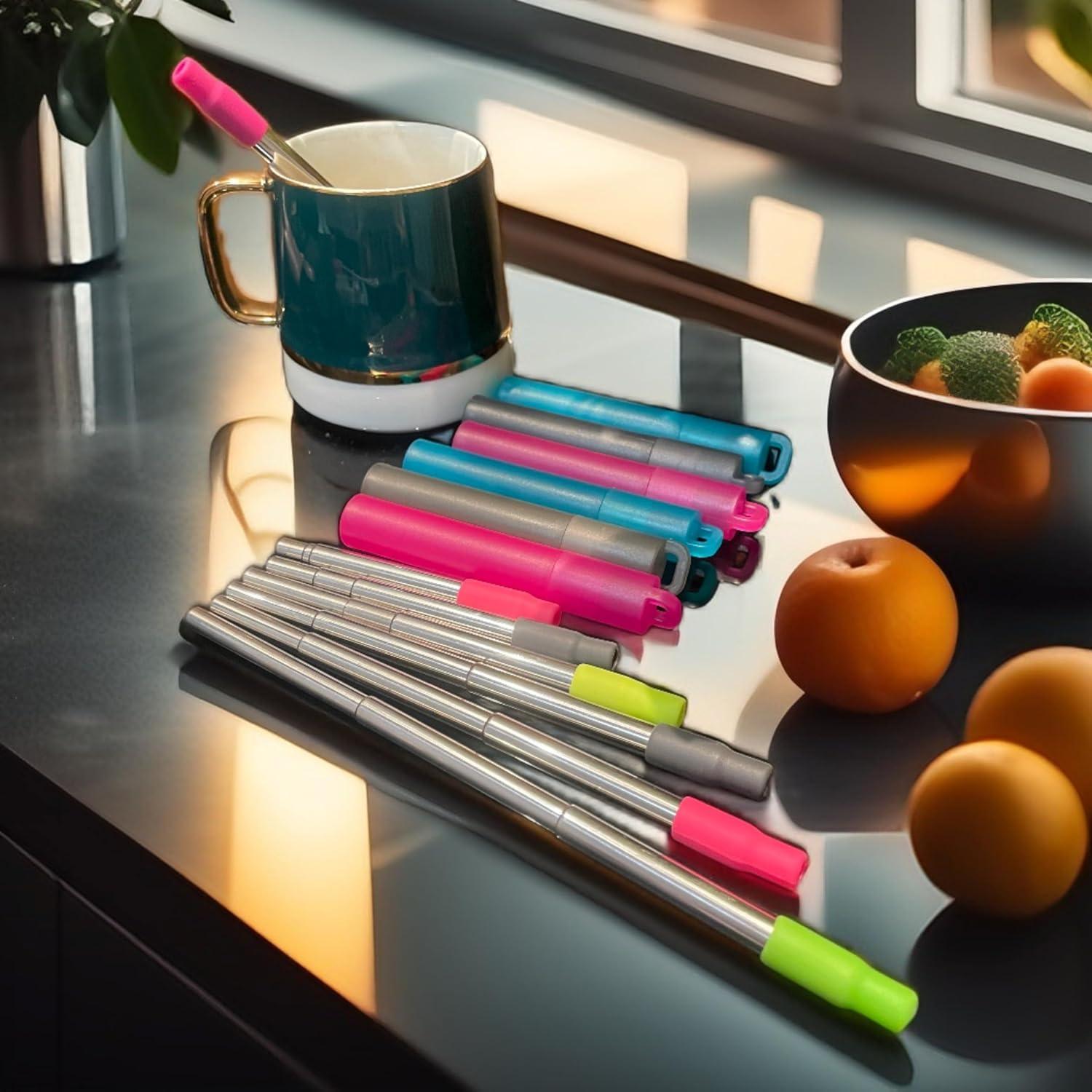 Pajitas de Metal Reutilizables NAIVELY - 3 Piezas Portátiles