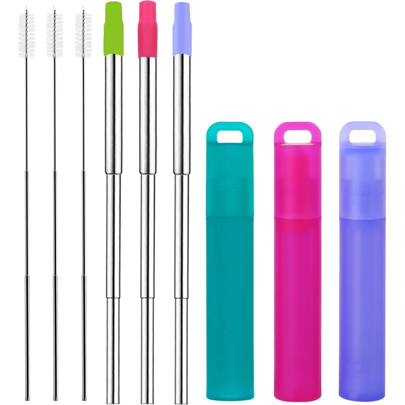 Pajitas de Metal Reutilizables NAIVELY - 3 Piezas Portátiles