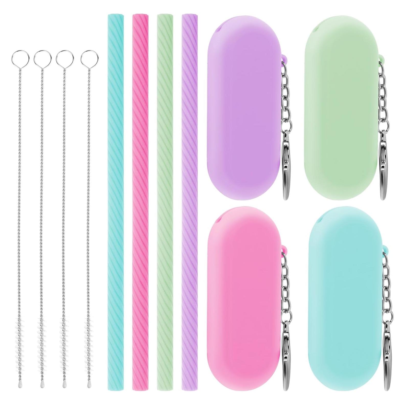 Set de 4 Popotes de Silicona Reutilizables COMNICO con Estuche