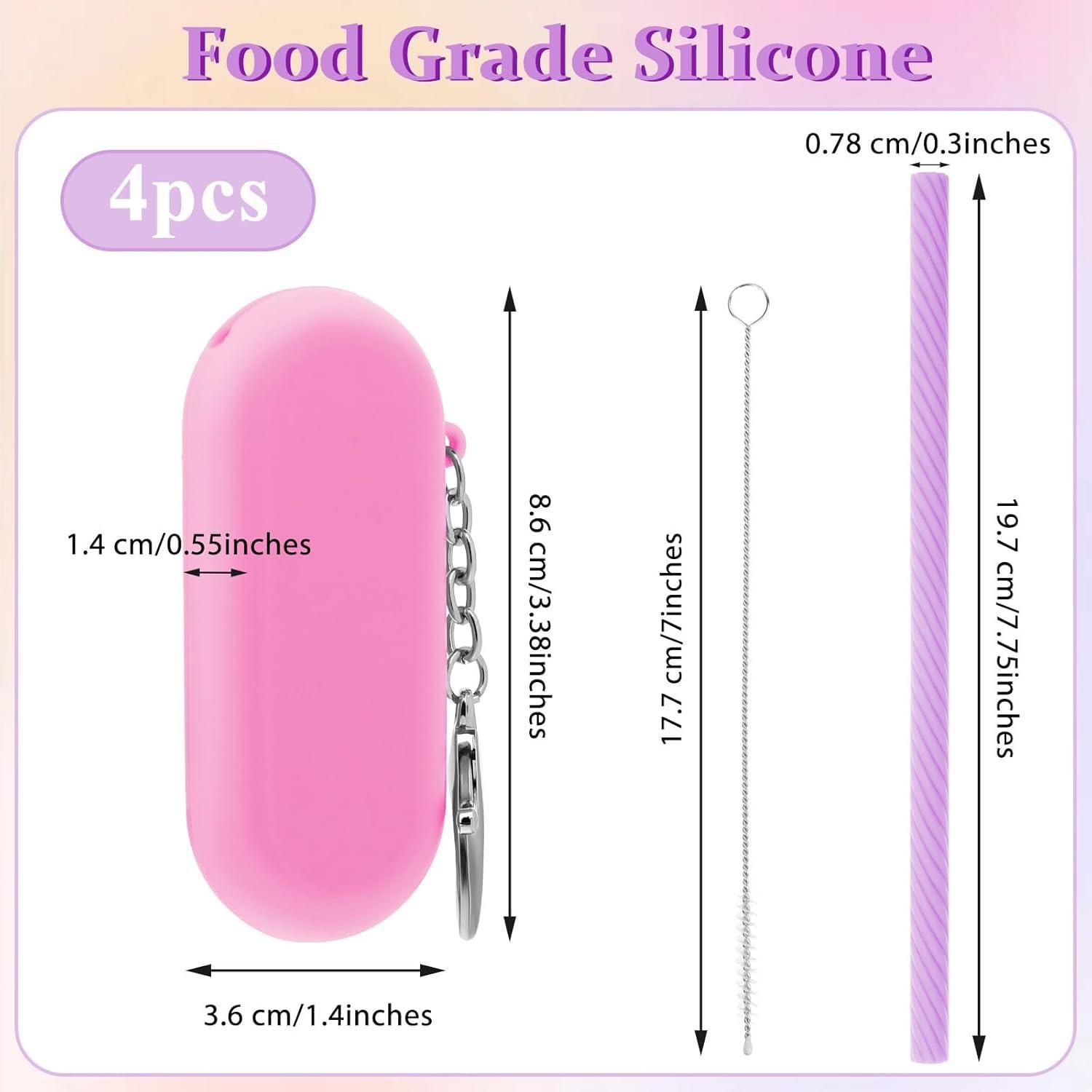 Set de 4 Popotes de Silicona Reutilizables COMNICO con Estuche