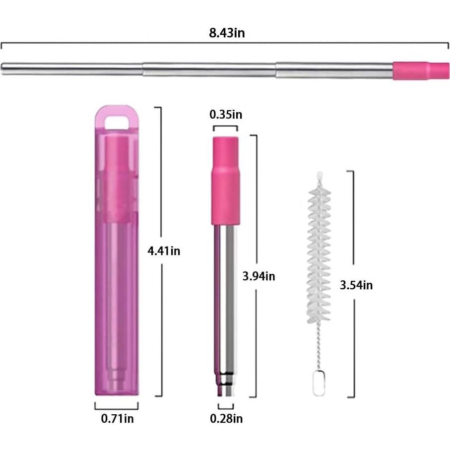 Popotes Reutilizables Plegables ReignSword 3 Piezas Acero Inoxidable