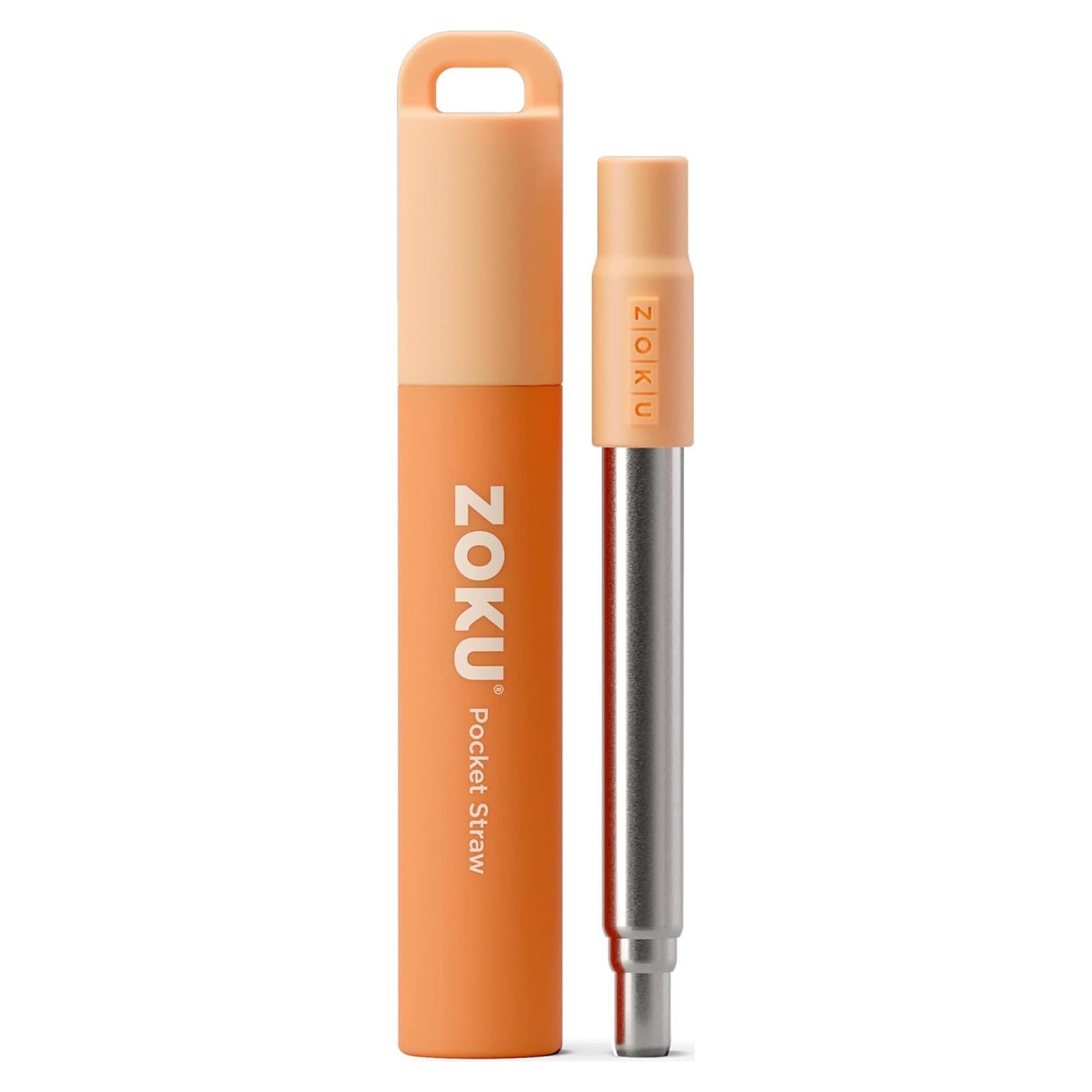 Popote Metálico Reutilizable ZOKU Naranja Plegable 10-23 cm