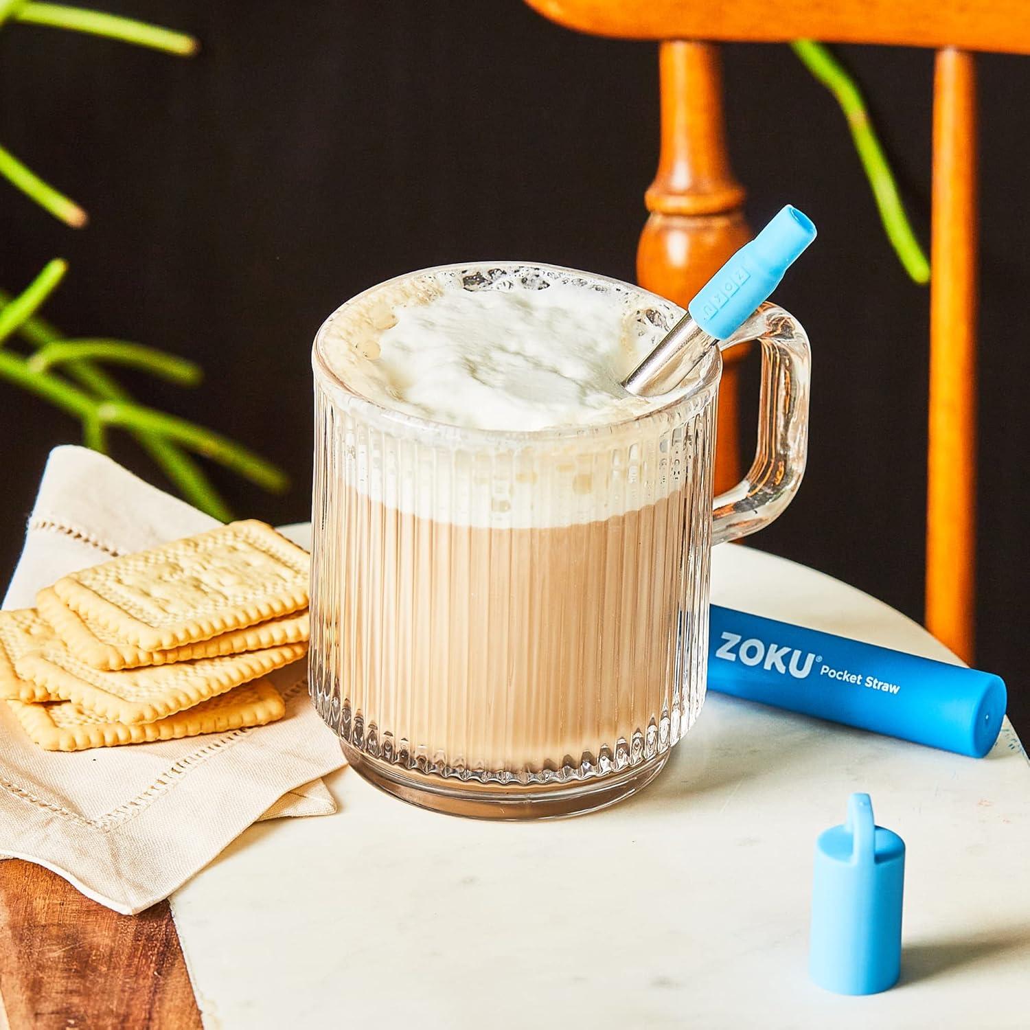 Popote Metálico Reutilizable ZOKU Azul Telescópico 10-23 cm