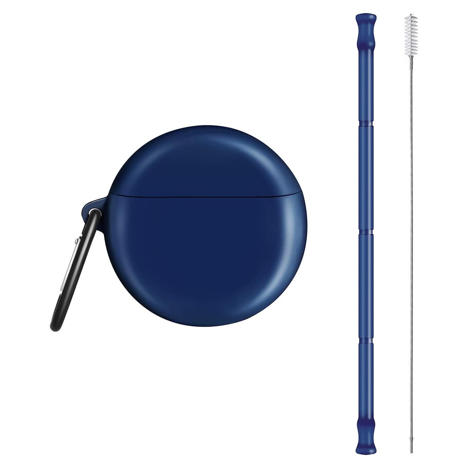 Pajitas de Silicona Reutilizables ALINK con Estuche Azul