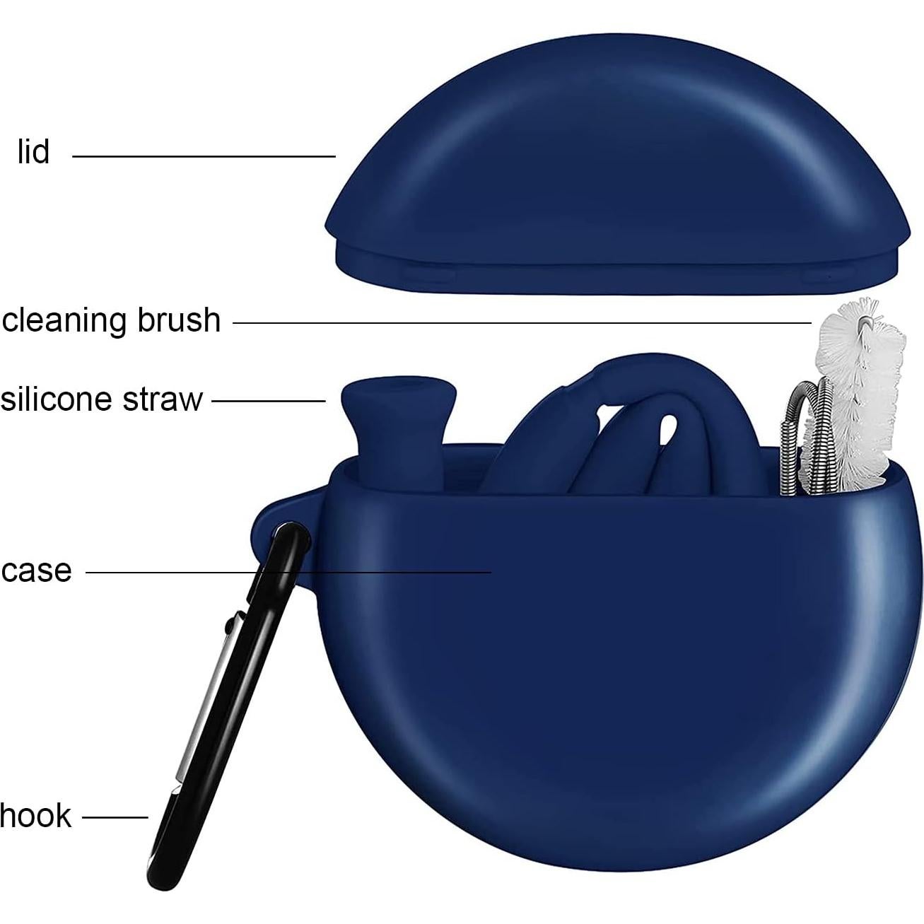 Pajitas de Silicona Reutilizables ALINK con Estuche Azul