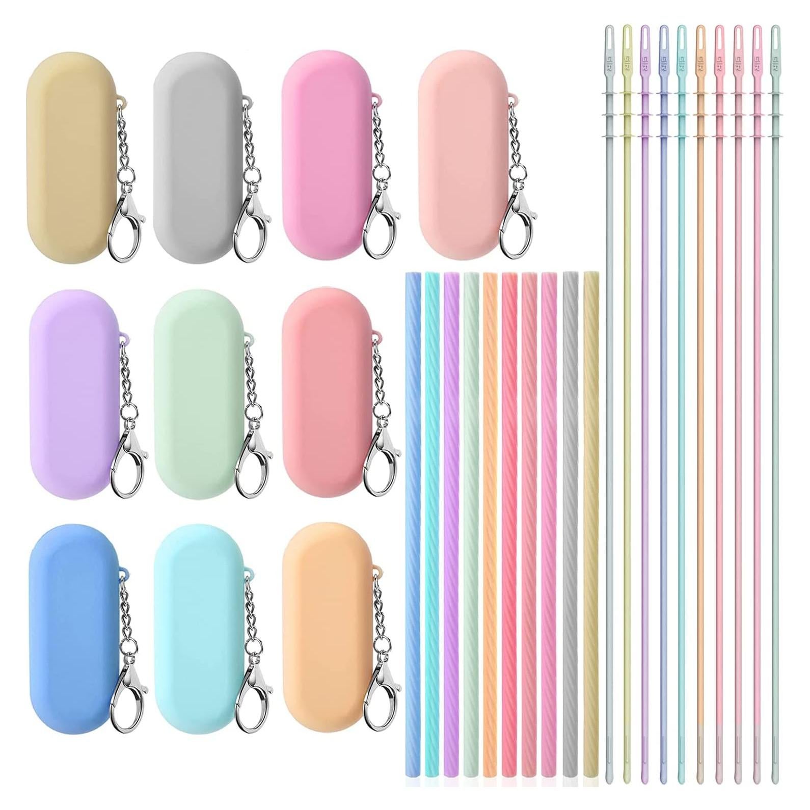 10 Pajitas Reutilizables de Silicona Huaerle con Estuche