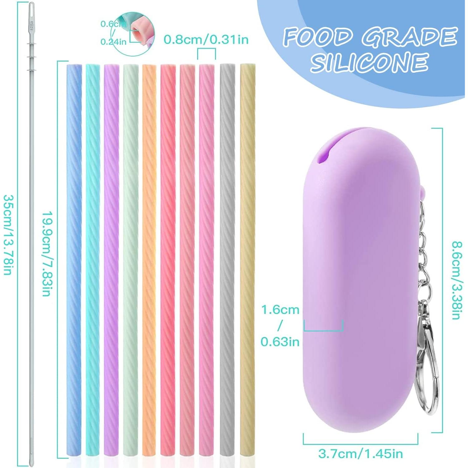 10 Pajitas Reutilizables de Silicona Huaerle con Estuche