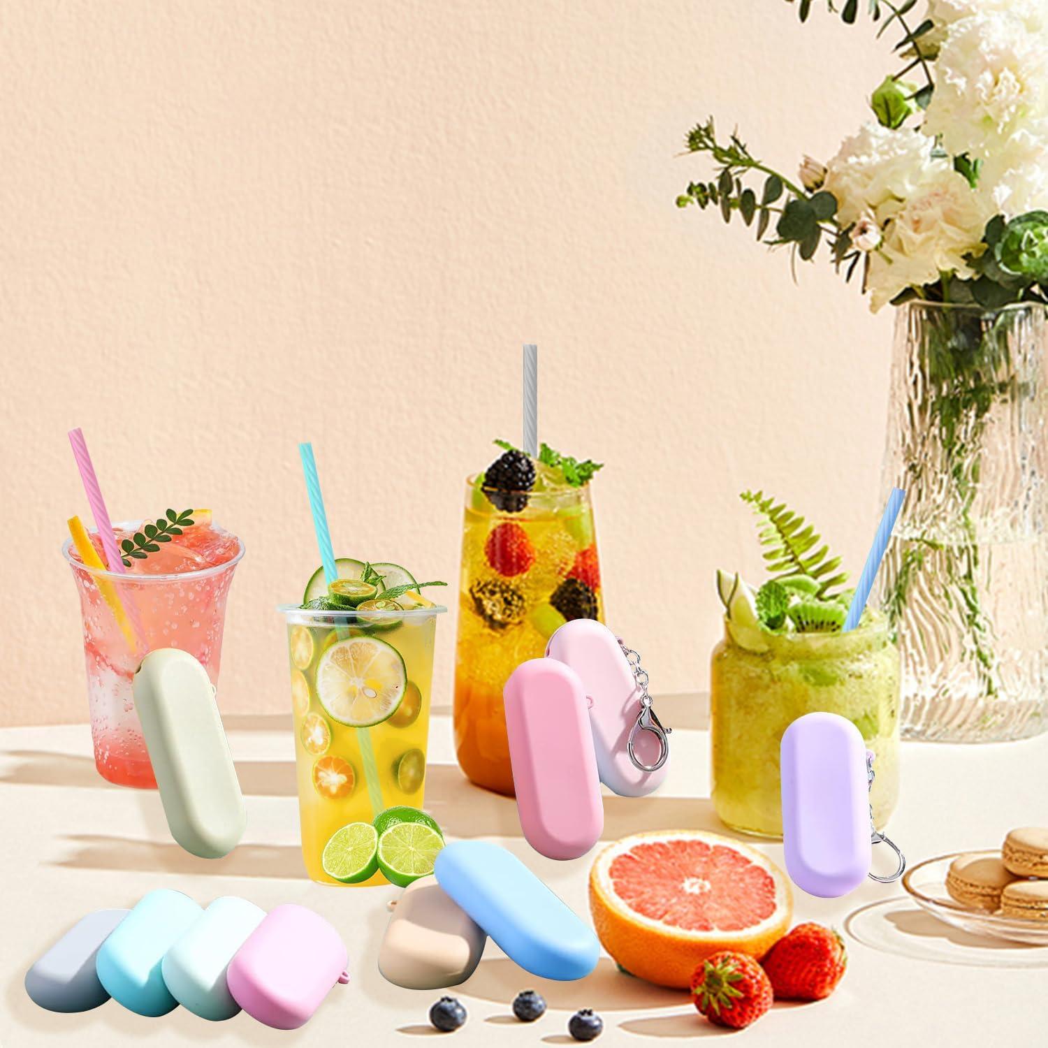 10 Pajitas Reutilizables de Silicona Huaerle con Estuche