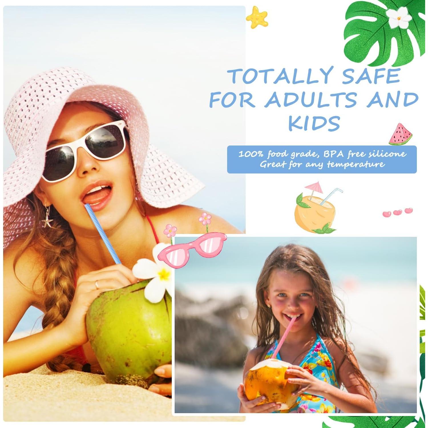 10 Pajitas Reutilizables de Silicona Huaerle con Estuche