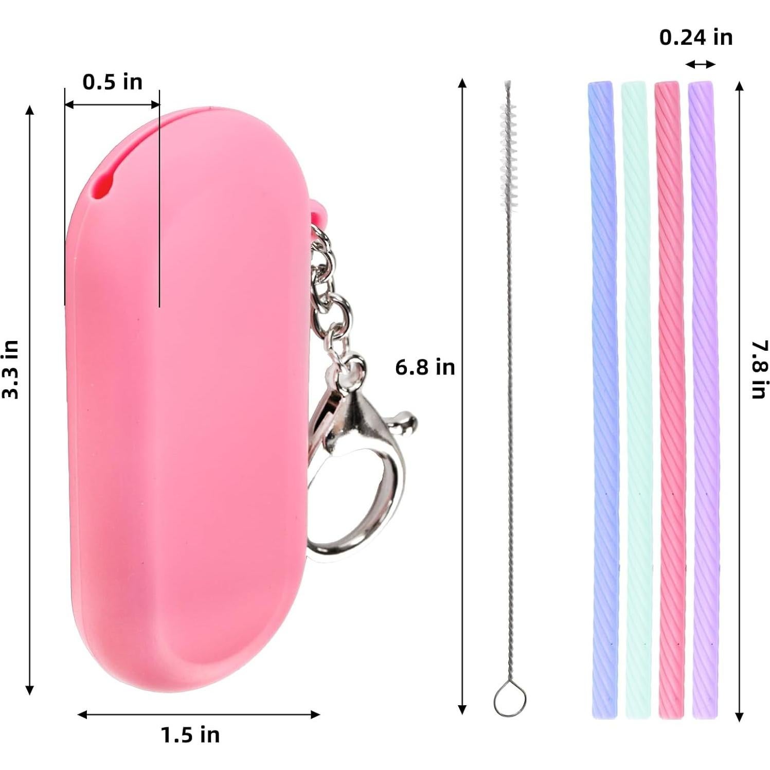Juego de 10 Pajitas de Silicona Acshio con Estuche y Cepillos