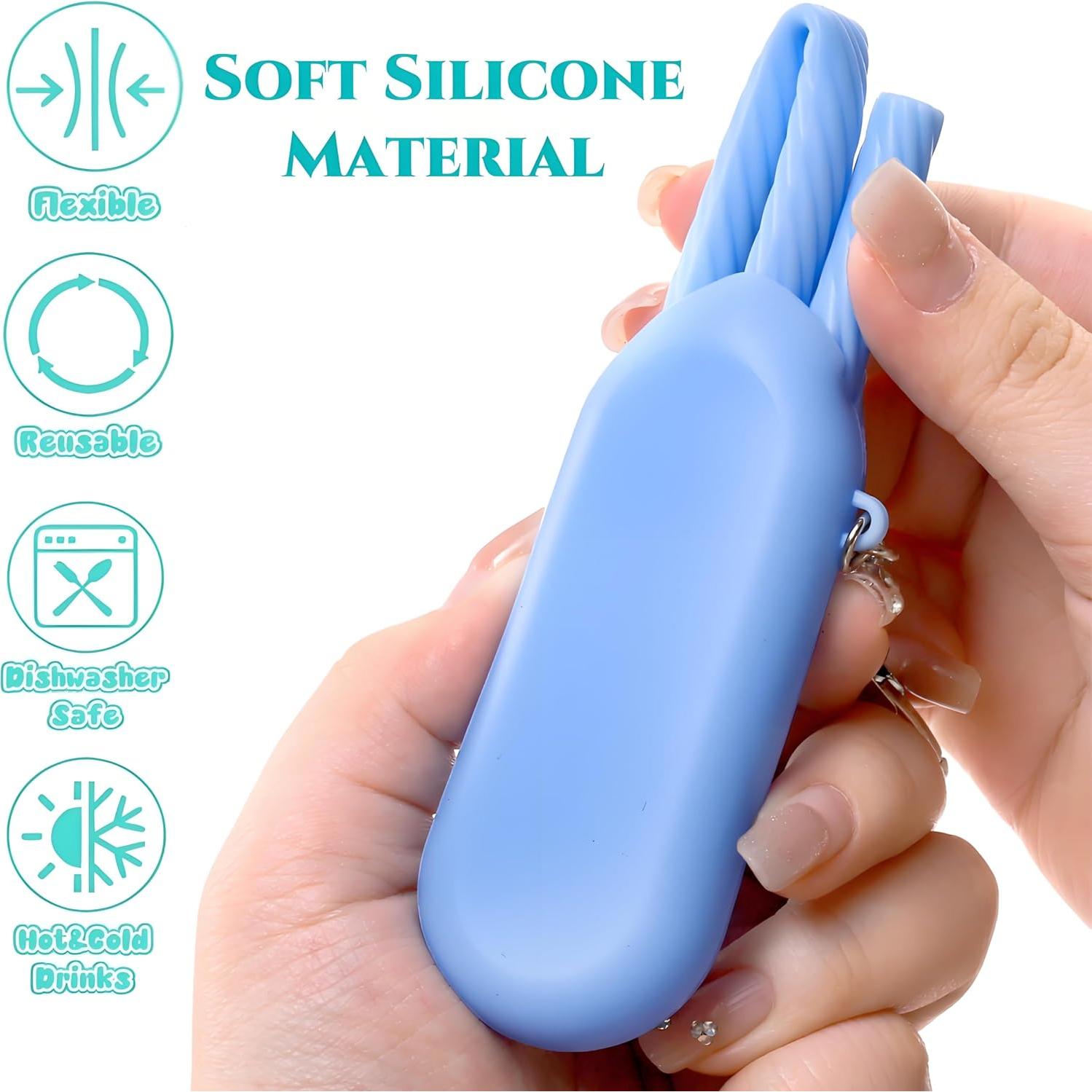 Juego de 10 Pajitas de Silicona Acshio con Estuche y Cepillos