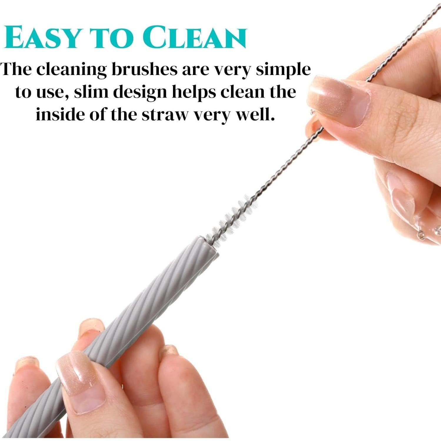 Juego de 10 Pajitas de Silicona Acshio con Estuche y Cepillos