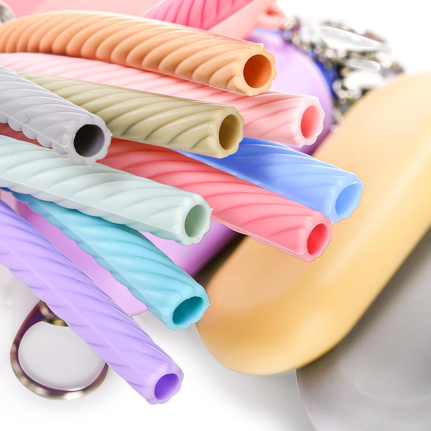 Juego de 10 Pajitas de Silicona Acshio con Estuche y Cepillos