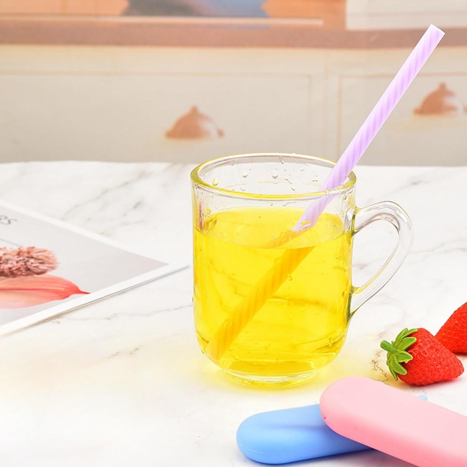 Juego de 10 Pajitas de Silicona Acshio con Estuche y Cepillos