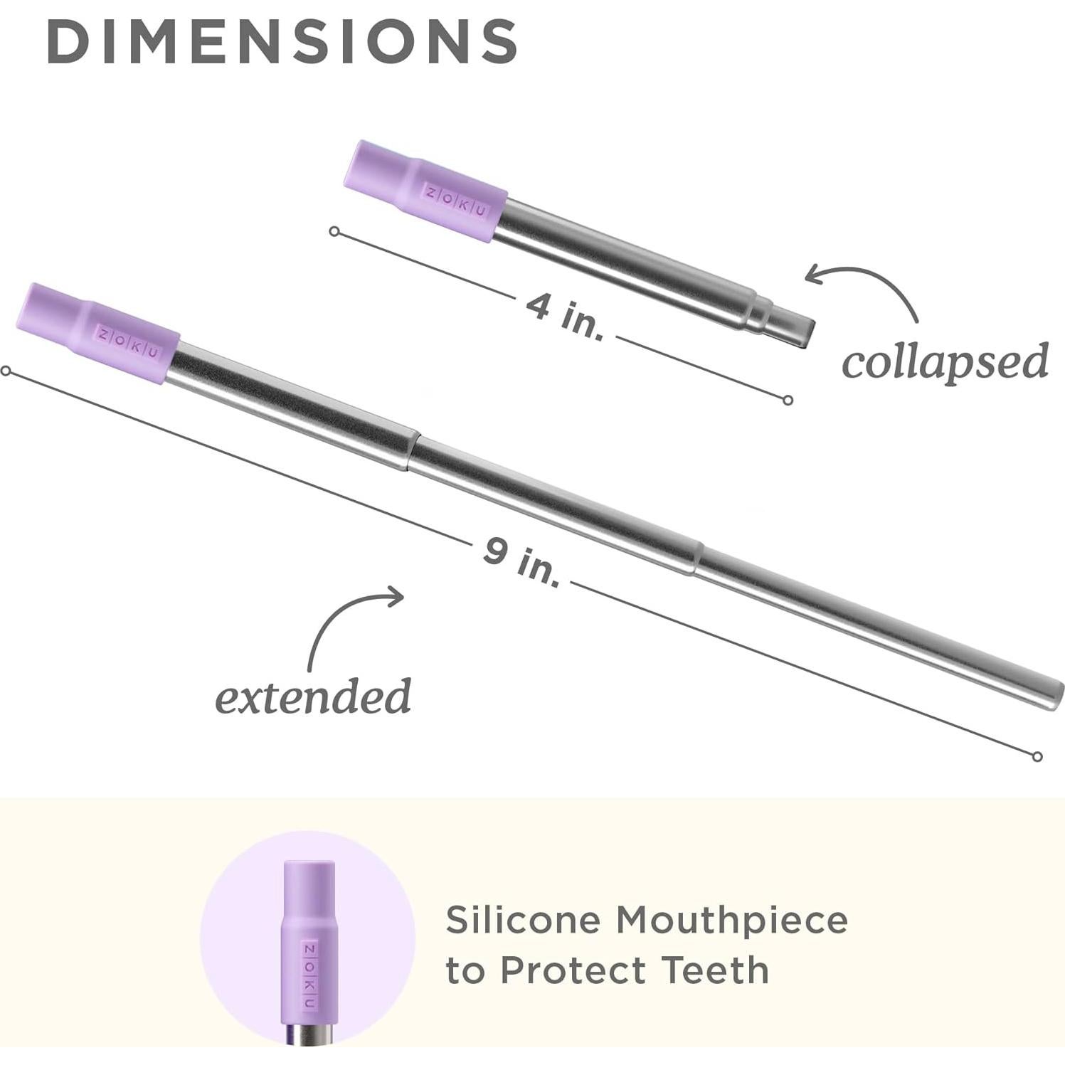 Pajilla Metálica Reutilizable Zoku Púrpura Ajustable 10-22 cm