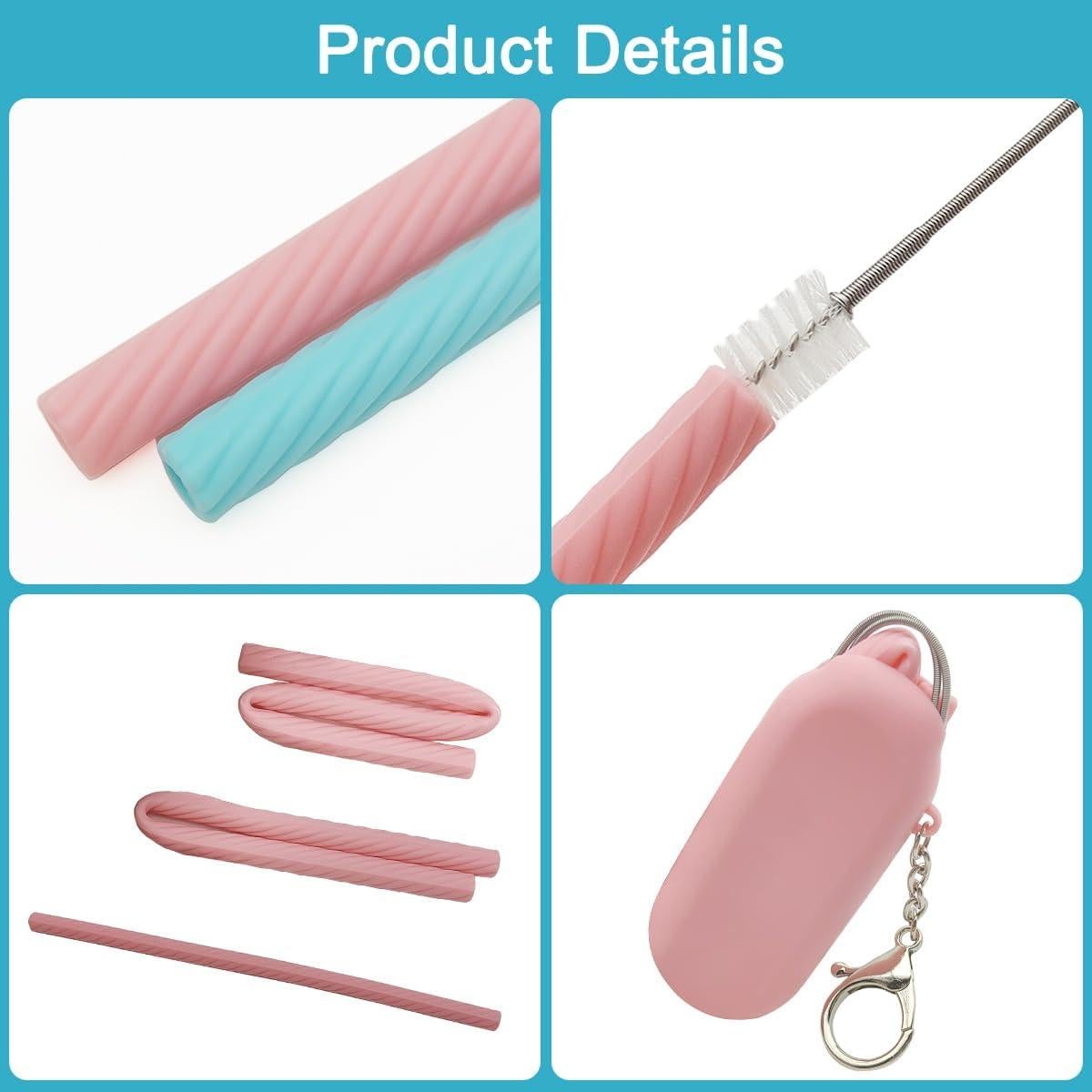 Set de 2 Pajitas de Silicona Reutilizables AYWFEY con Estuche