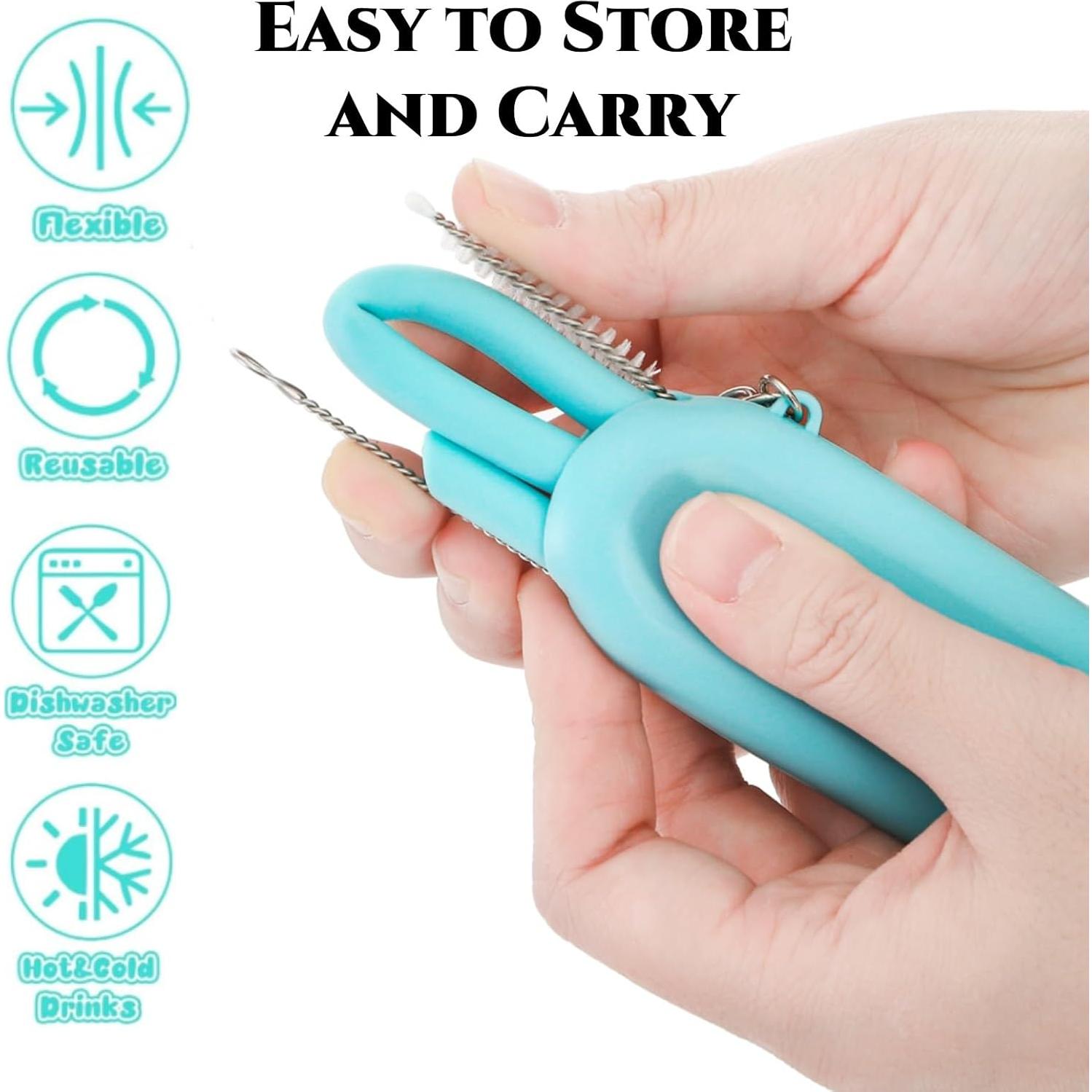 Juego de 10 Pajitas de Silicona Acshio Plegables Multicolor