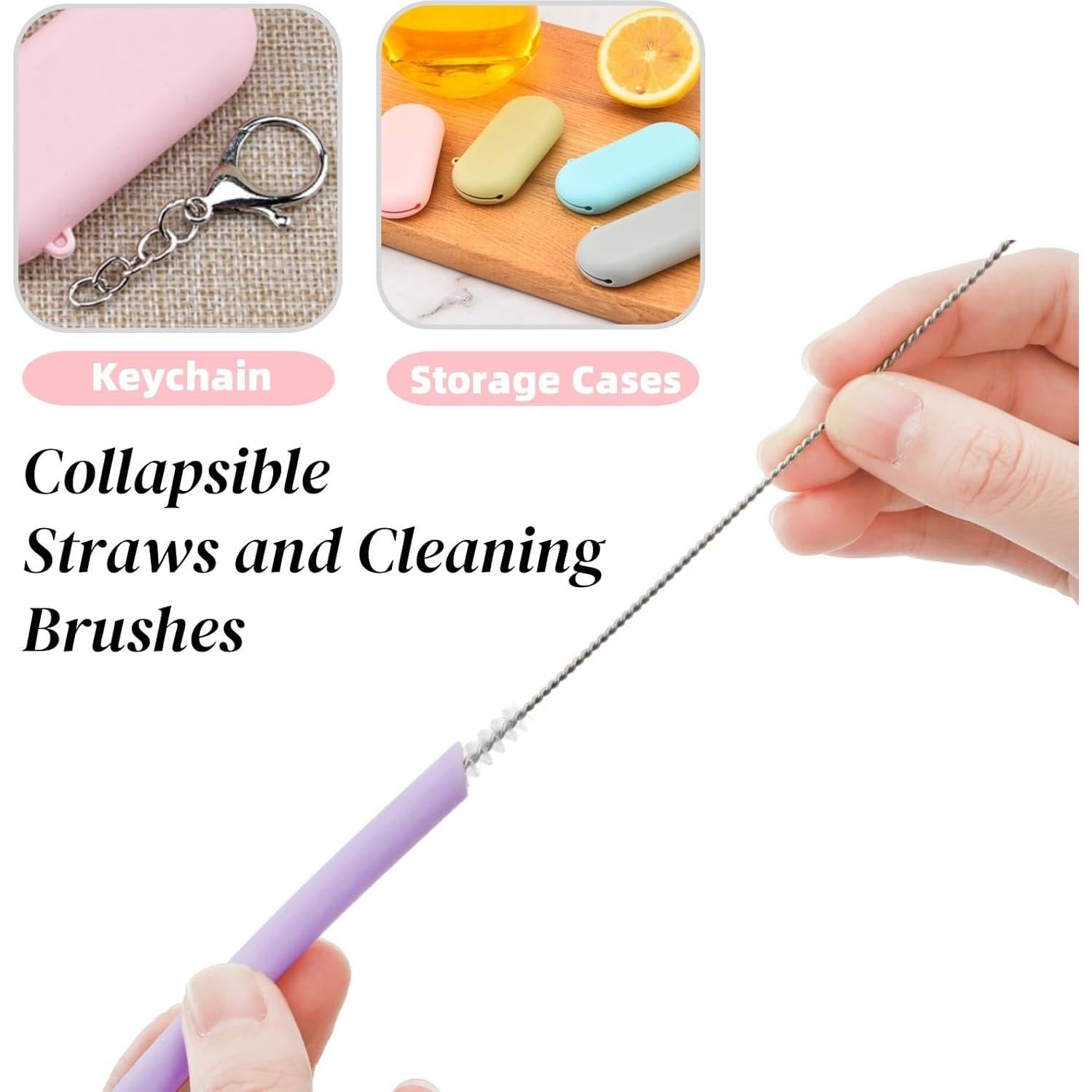 Juego de 10 Pajitas de Silicona Acshio Plegables Multicolor