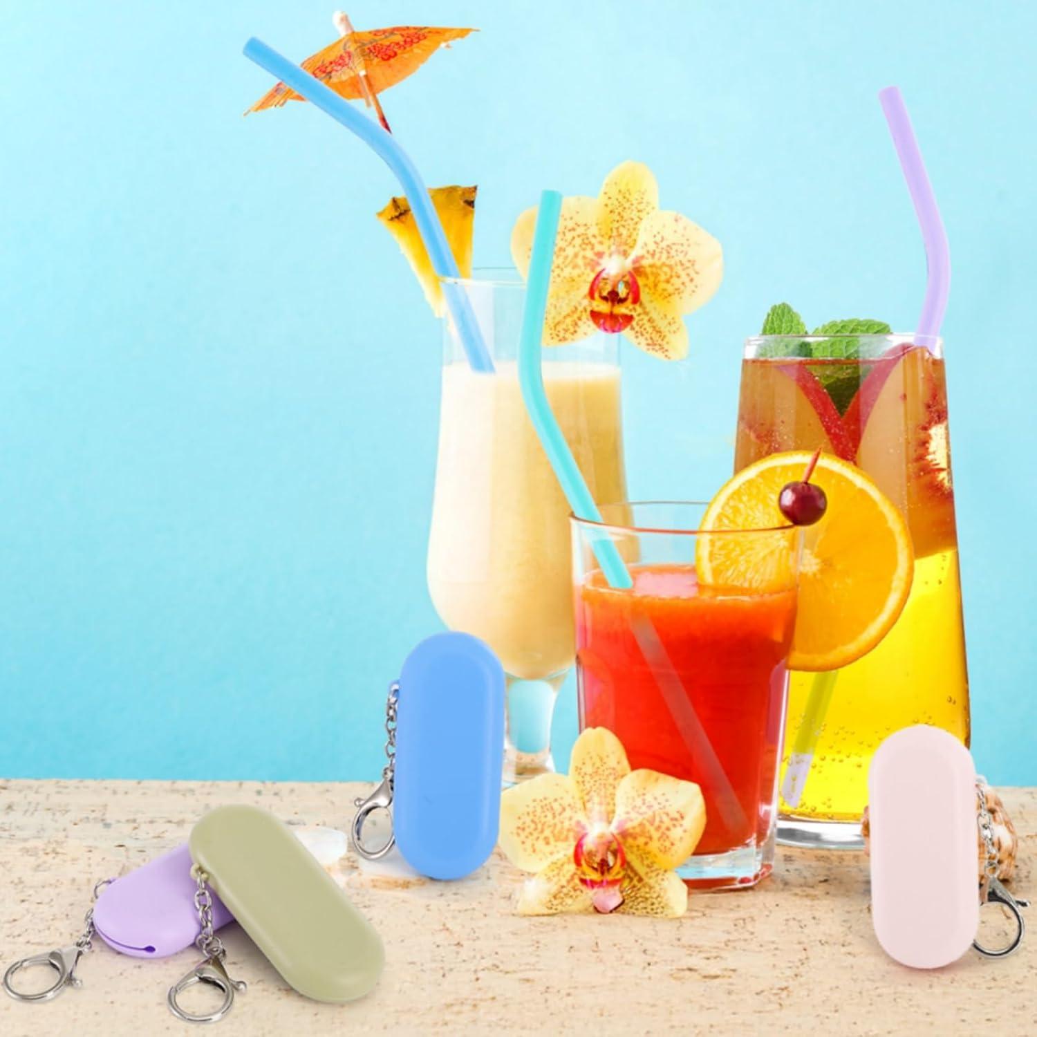 Juego de 10 Pajitas de Silicona Acshio Plegables Multicolor