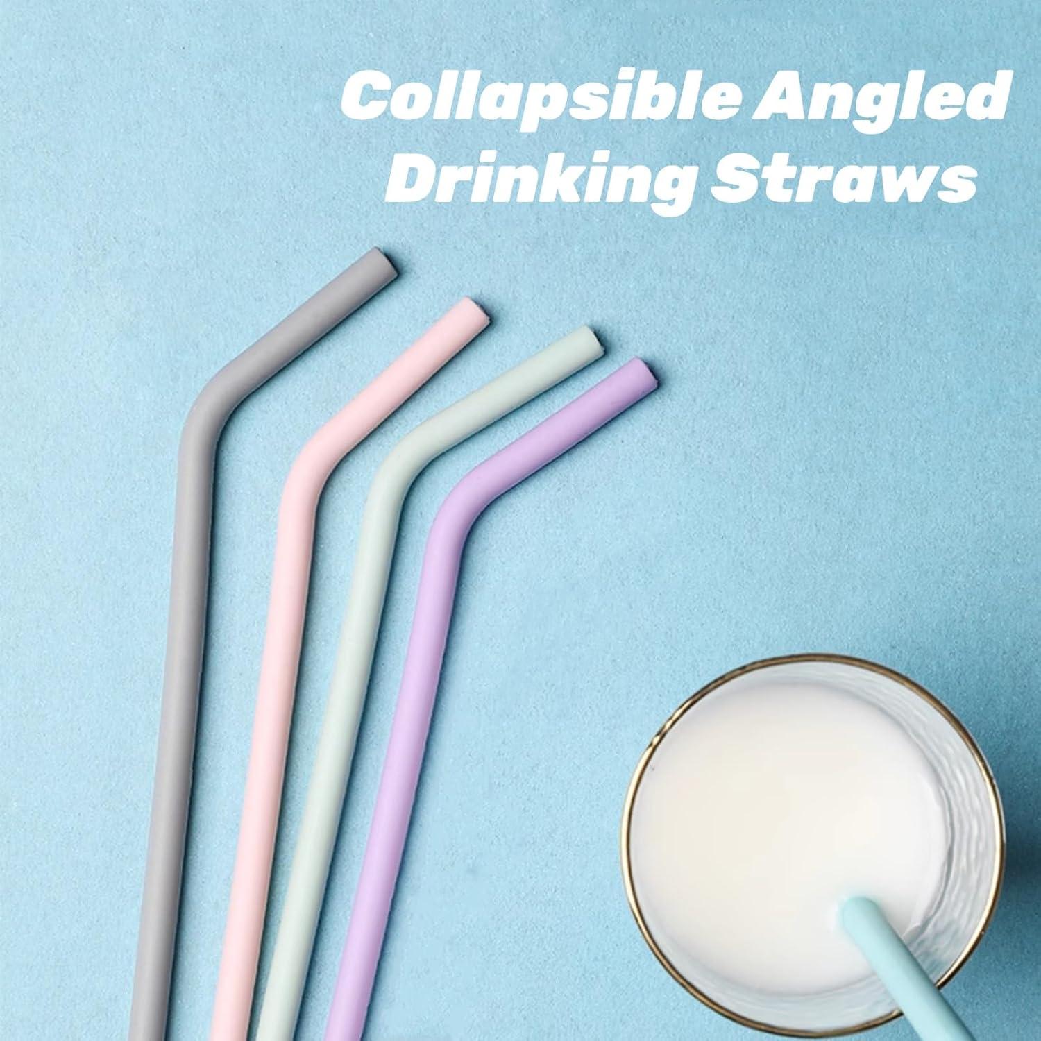 Juego de 10 Pajitas de Silicona Acshio Plegables Multicolor