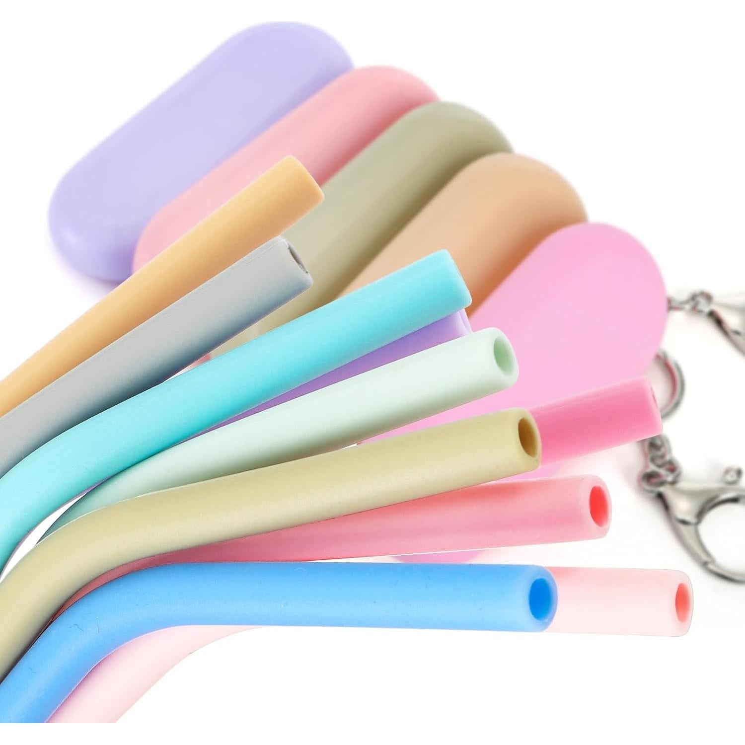 Juego de 10 Pajitas de Silicona Acshio Plegables Multicolor
