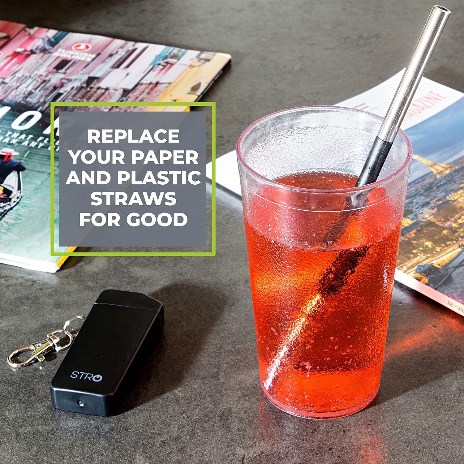 Popote Metálico Reutilizable STRO con Estuche y Cepillo - 19.8 cm