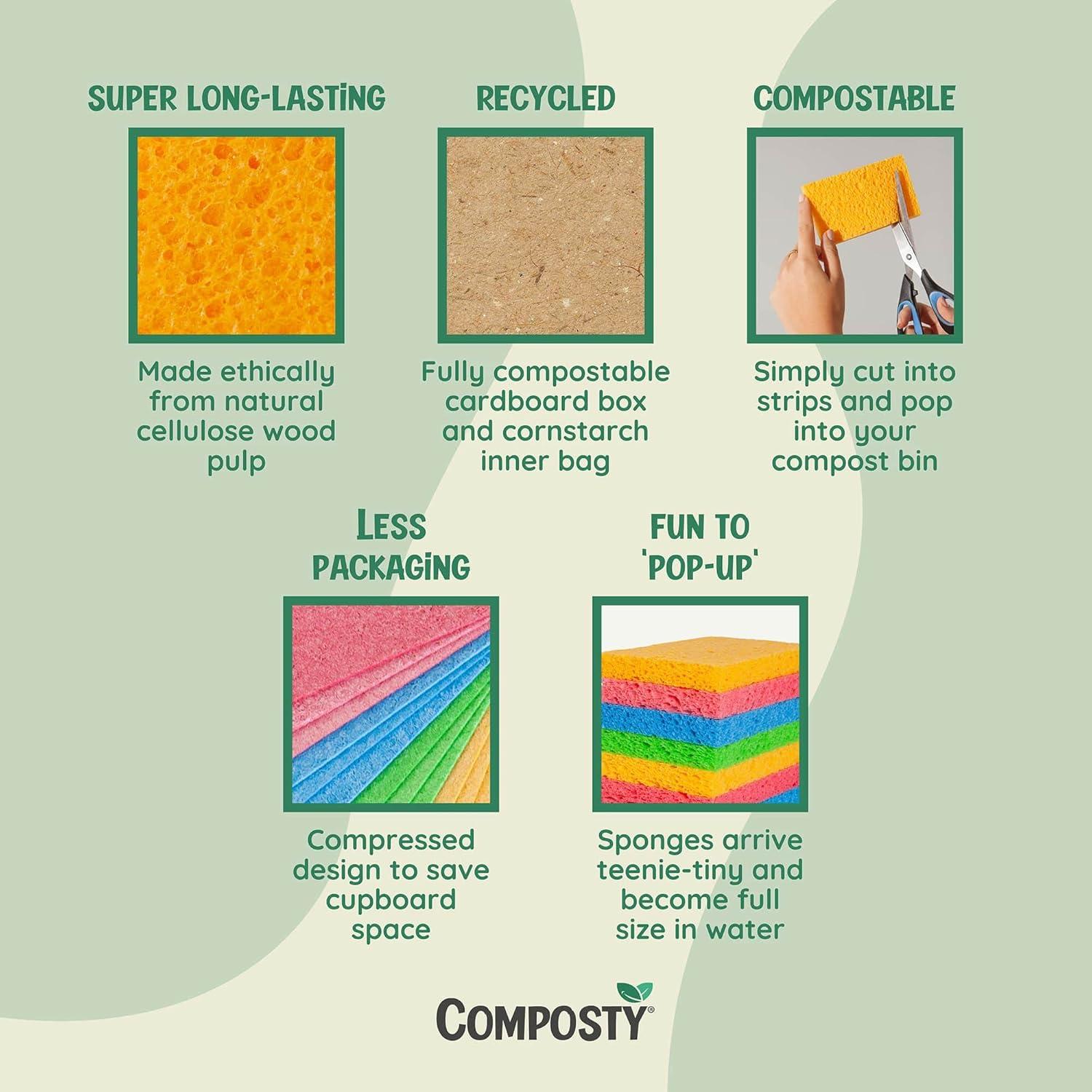 Esponjas Ecológicas Composty® Premium - 12 Unidades - Compostables