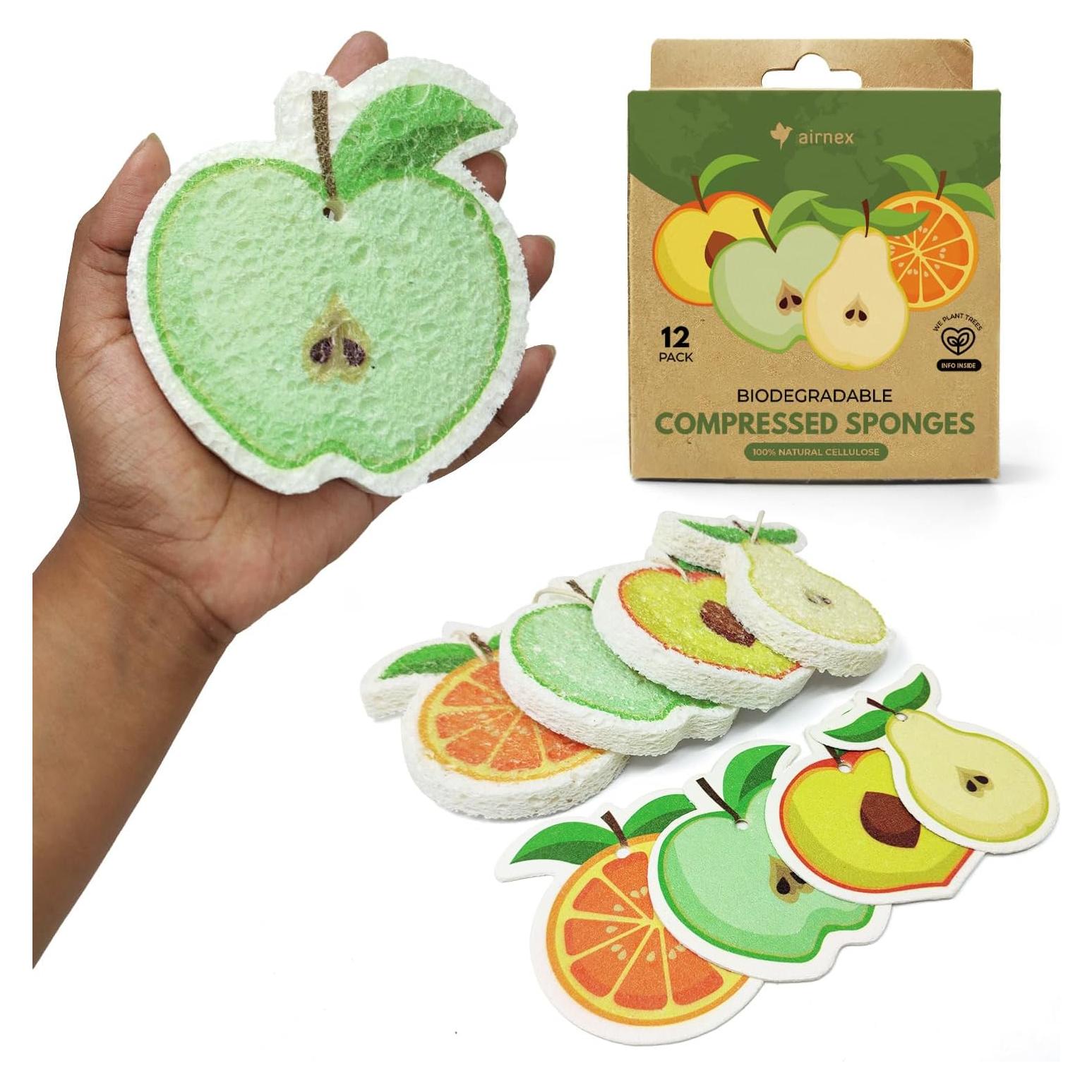 Esponjas Comprimidas Biodegradables AIRNEX - 12 Piezas Ecológicas