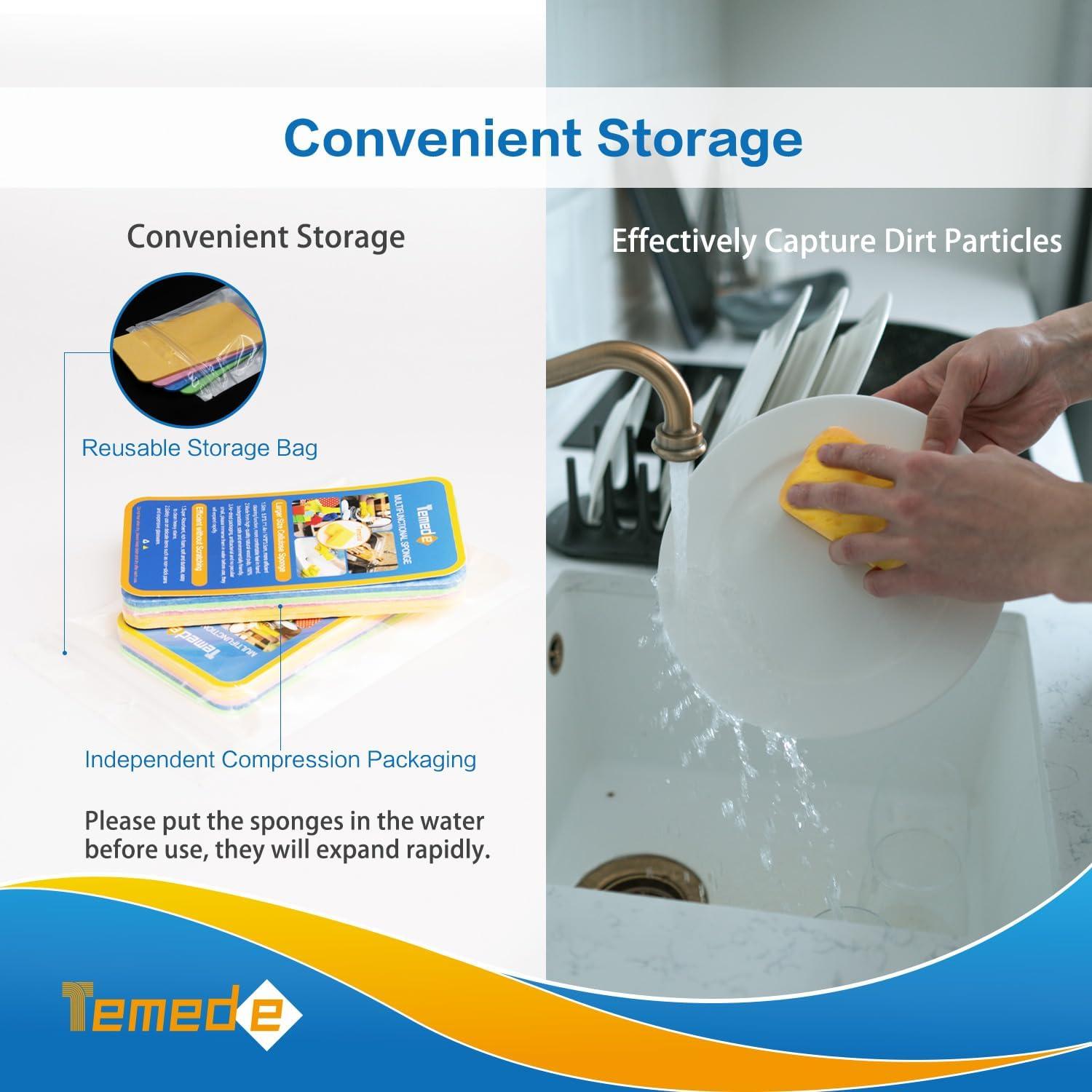 Esponjas de Celulosa Temede - 5 Piezas, 14x7.6x3 cm, Multiusos