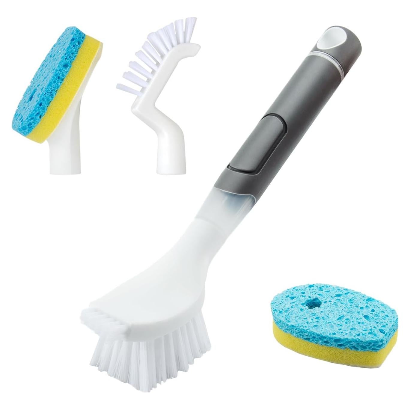 Cepillo de Platos REEWII con Dispensador de Jabón y 4 Recambios