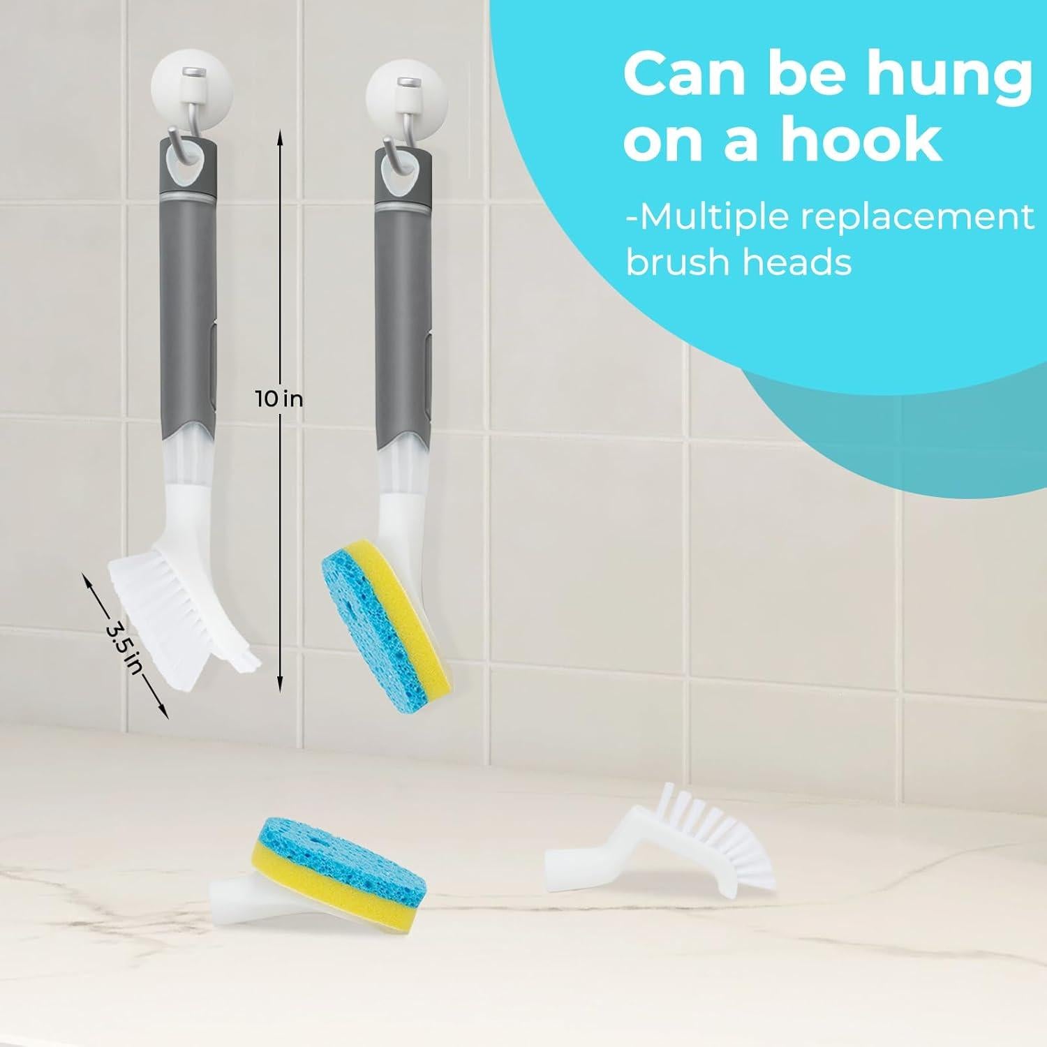 Cepillo de Platos REEWII con Dispensador de Jabón y 4 Recambios