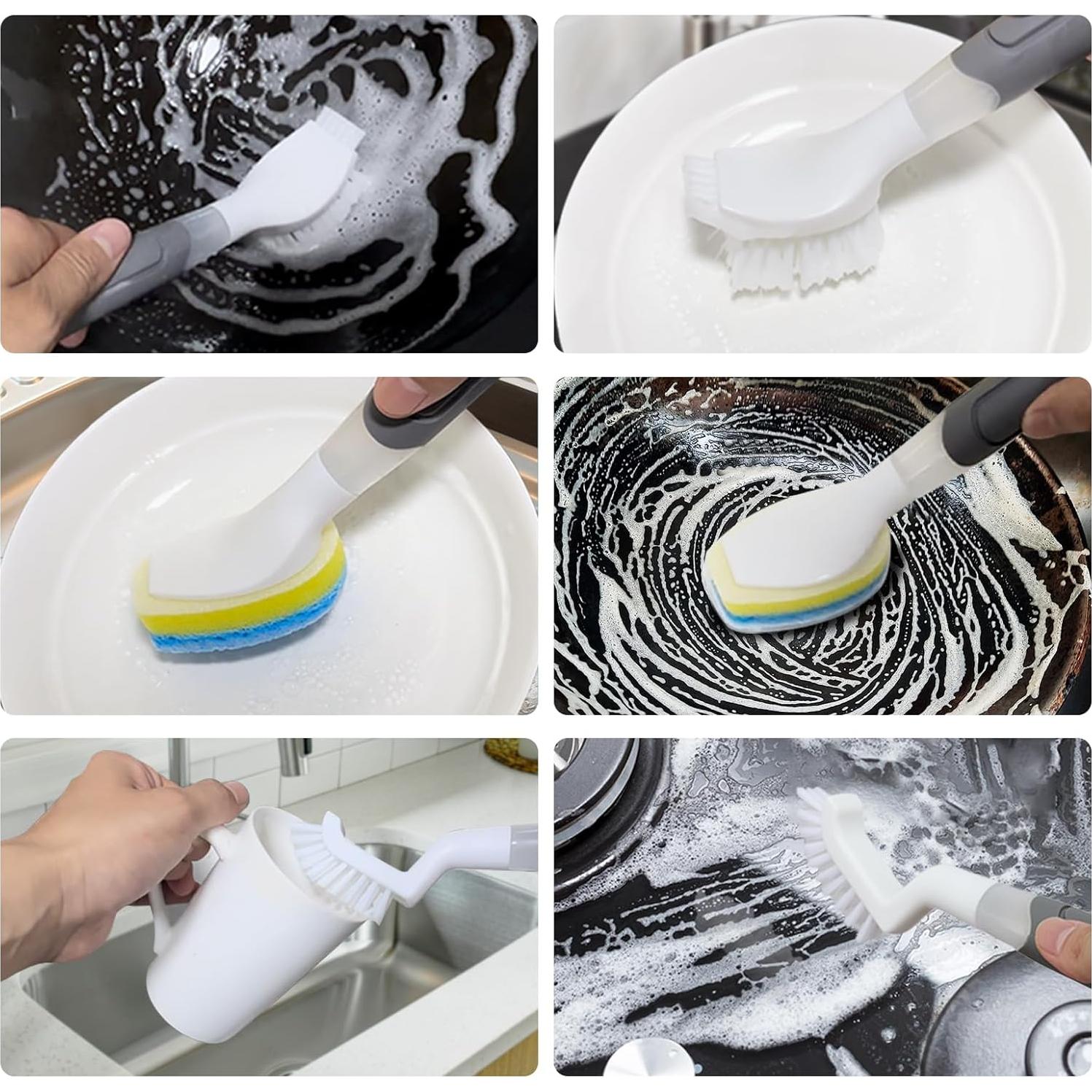 Cepillo de Platos REEWII con Dispensador de Jabón y 4 Recambios