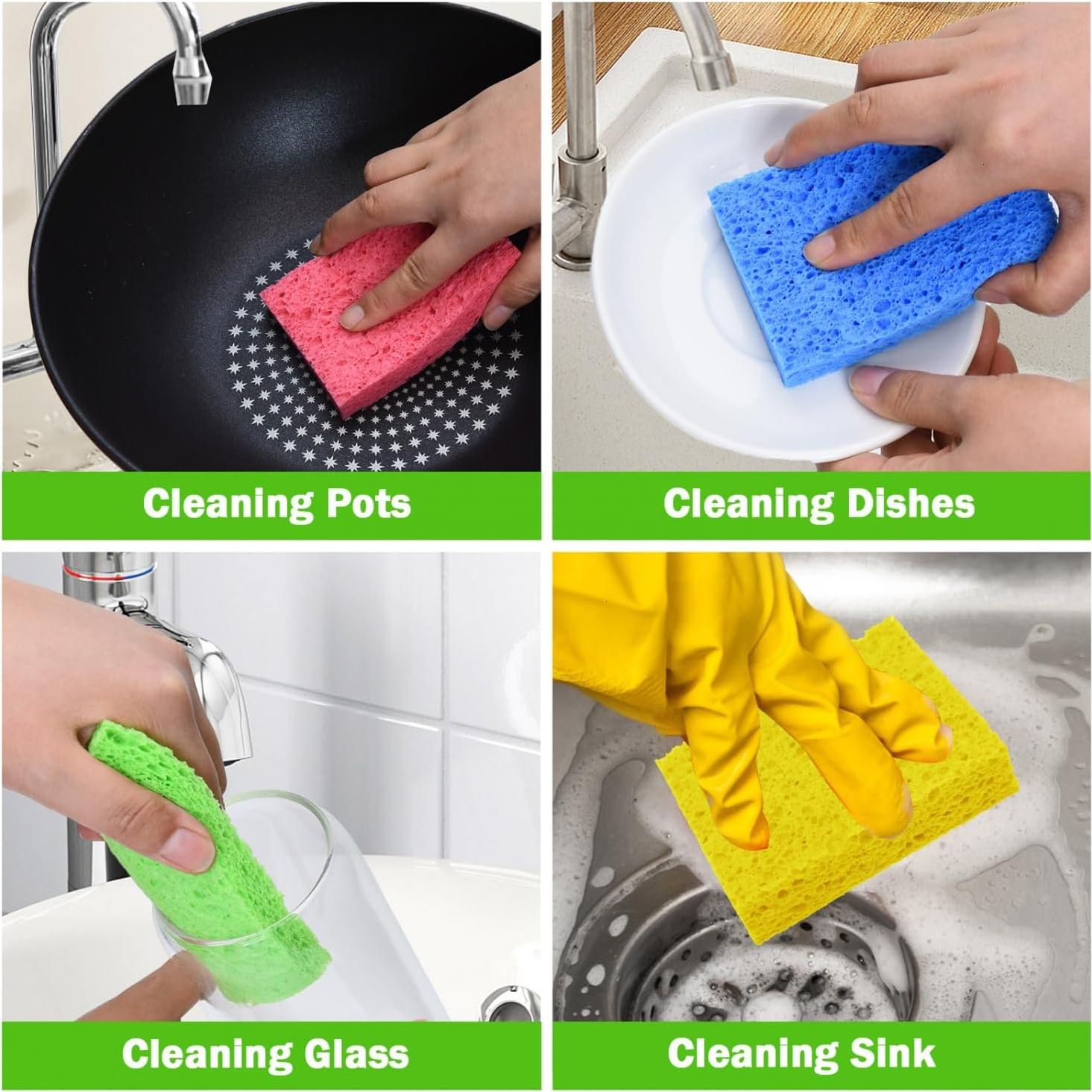 Esponjas de Cocina YoleShy 24 Piezas Celulosa Natural Reutilizables