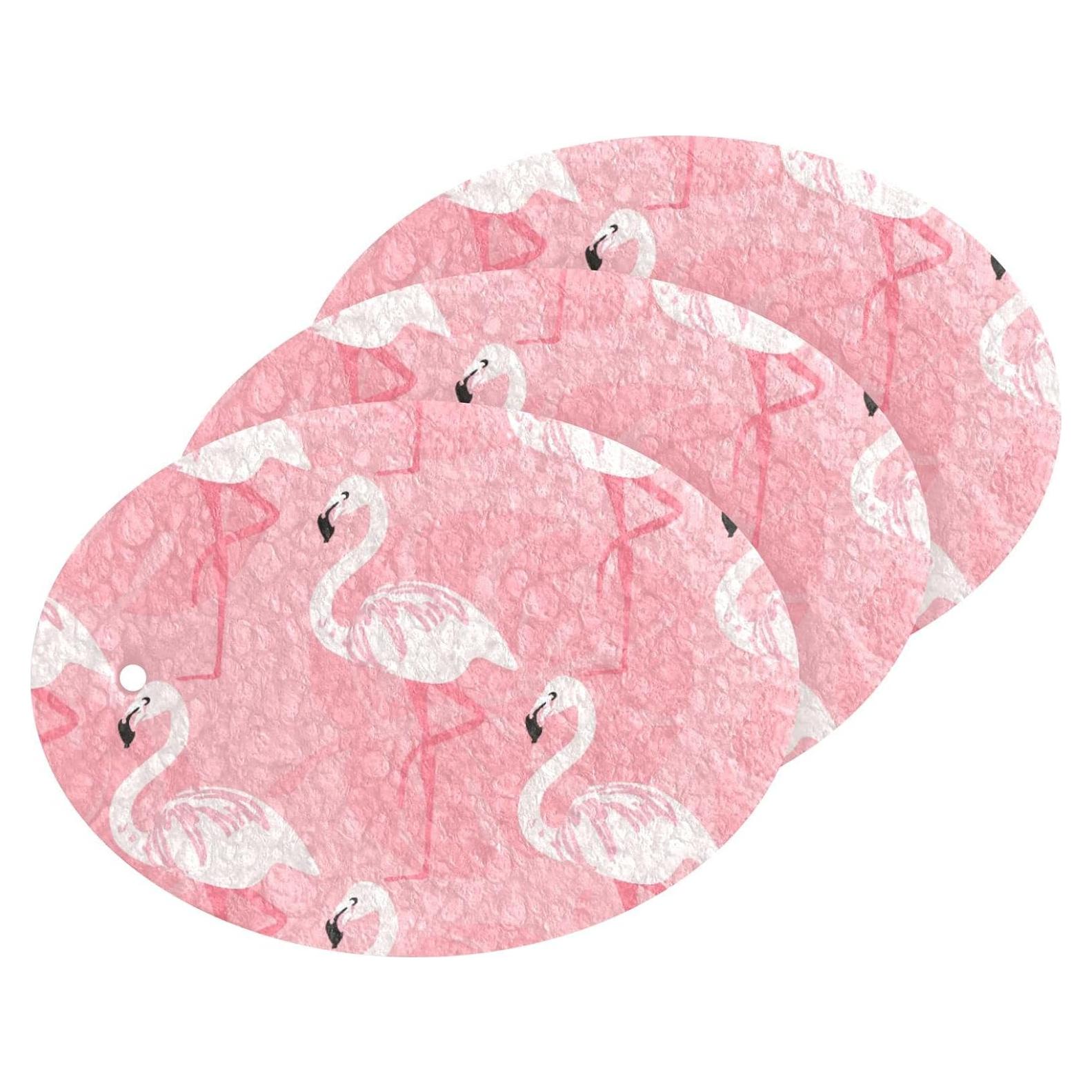 Esponjas de Fregar Kigai 3 Piezas Rosa Ovaladas 9x6.5 cm