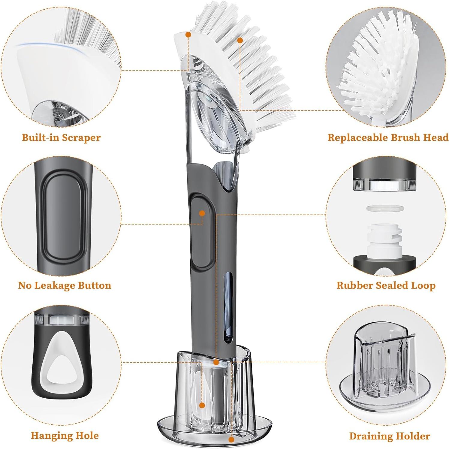 Juego de Cepillos de Platos RIMAY con Dispensador y Recambios