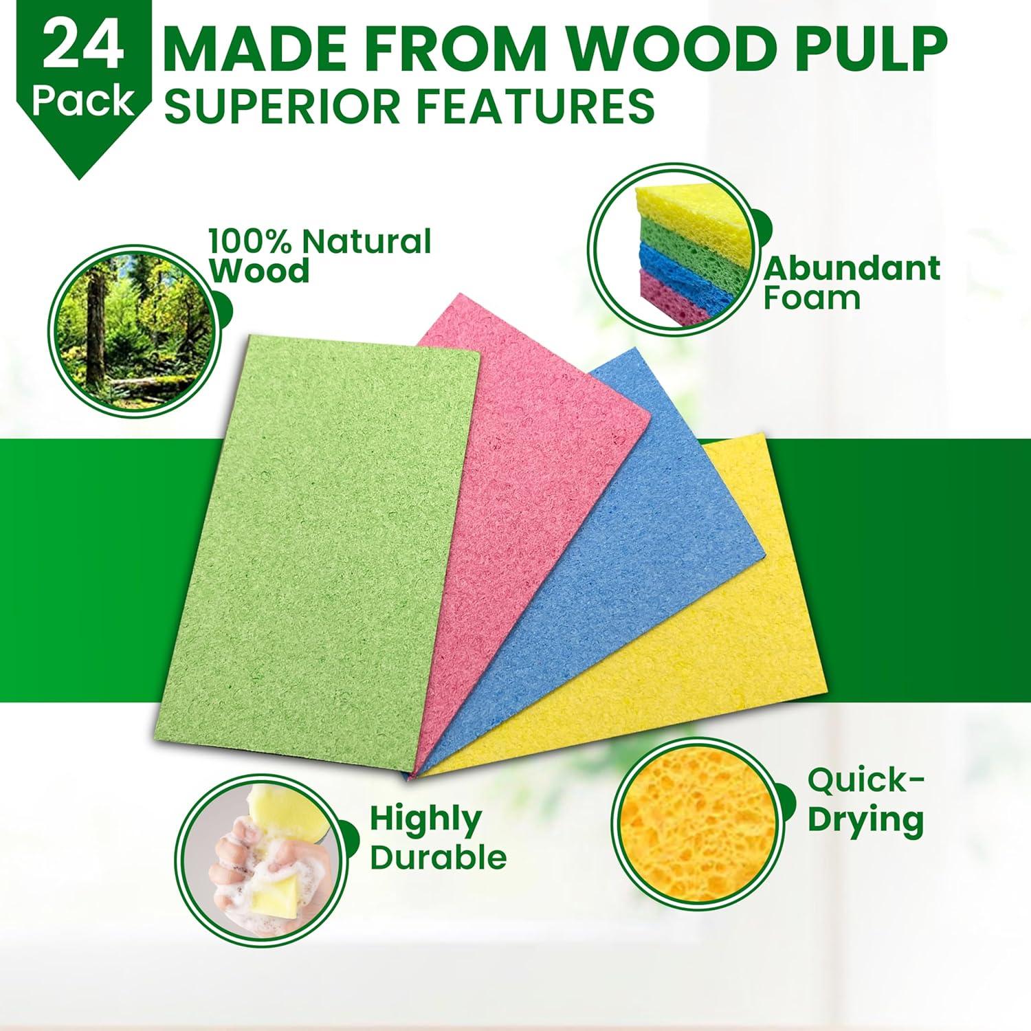 Esponjas de Cocina MMG Prime - 24 Esponjas Naturales Biodegradables