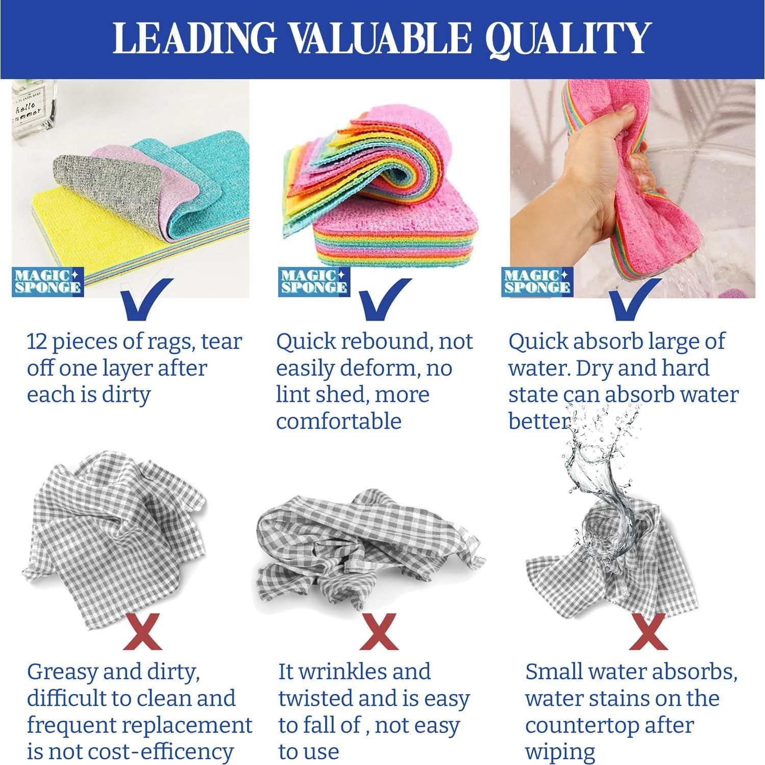 Juego de 4 Esponjas de Microfibra Leavaq 12 Capas Ultra Absorbentes