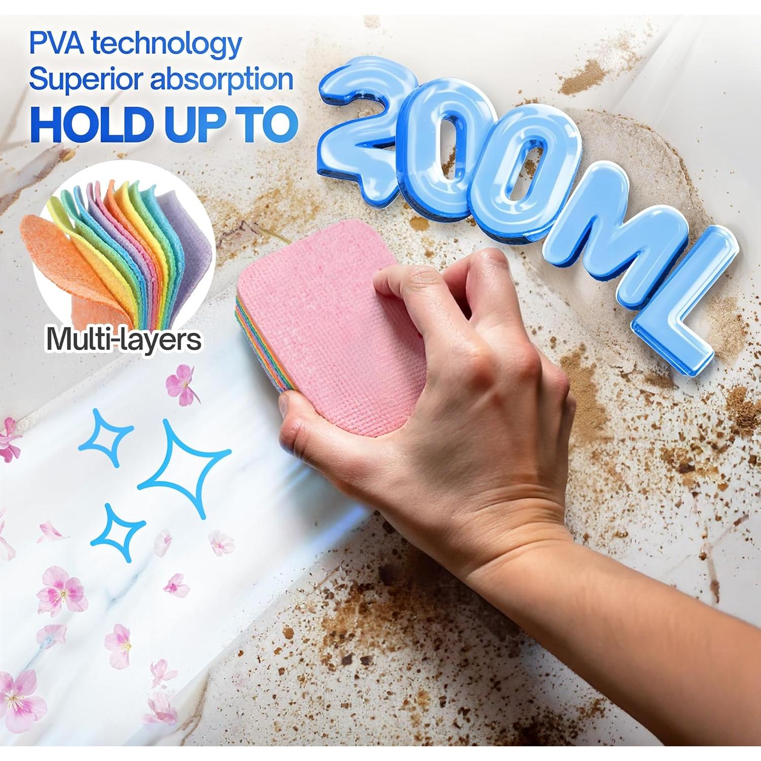 Juego de 4 Esponjas de Microfibra Leavaq 12 Capas Ultra Absorbentes