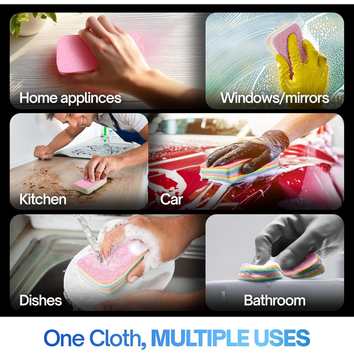 Juego de 4 Esponjas de Microfibra Leavaq 12 Capas Ultra Absorbentes