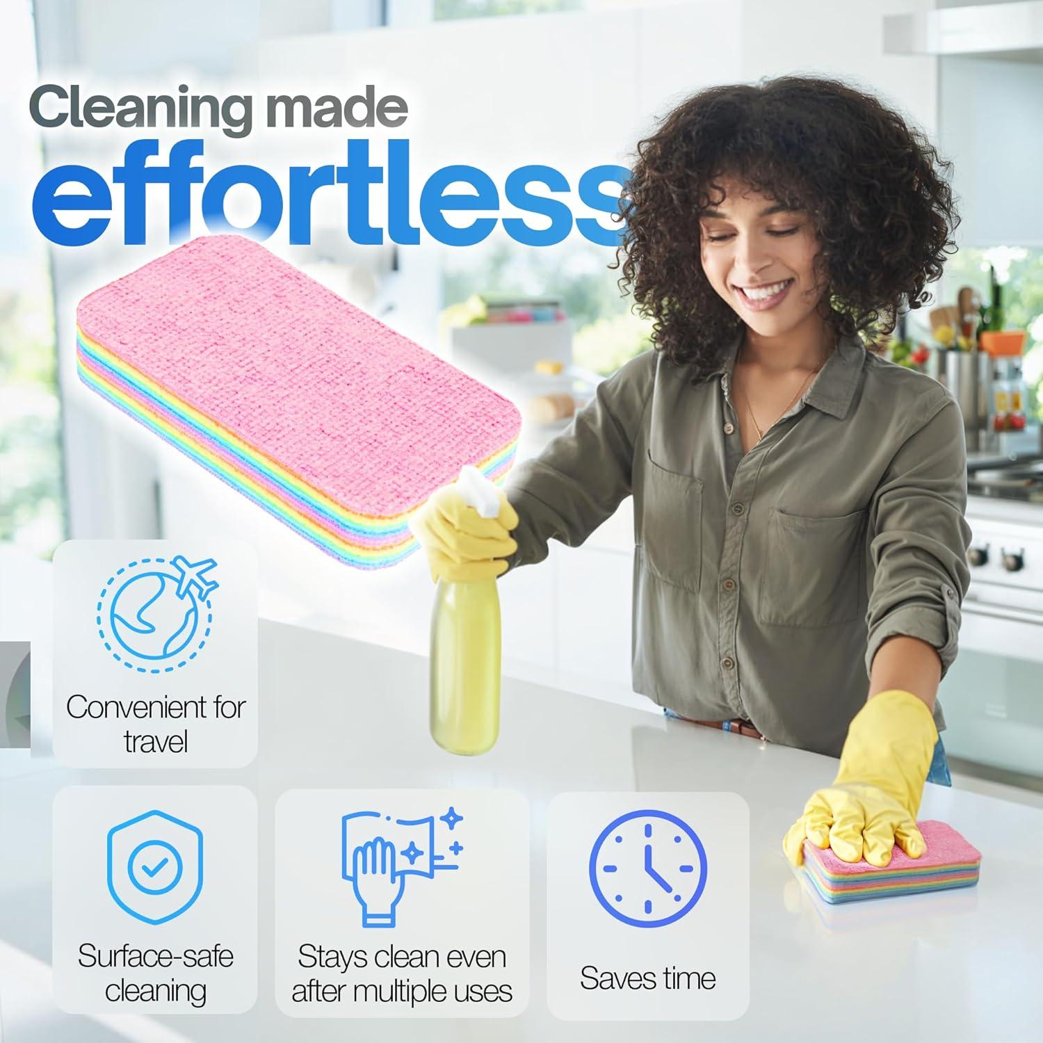 Juego de 4 Esponjas de Microfibra Leavaq 12 Capas Ultra Absorbentes