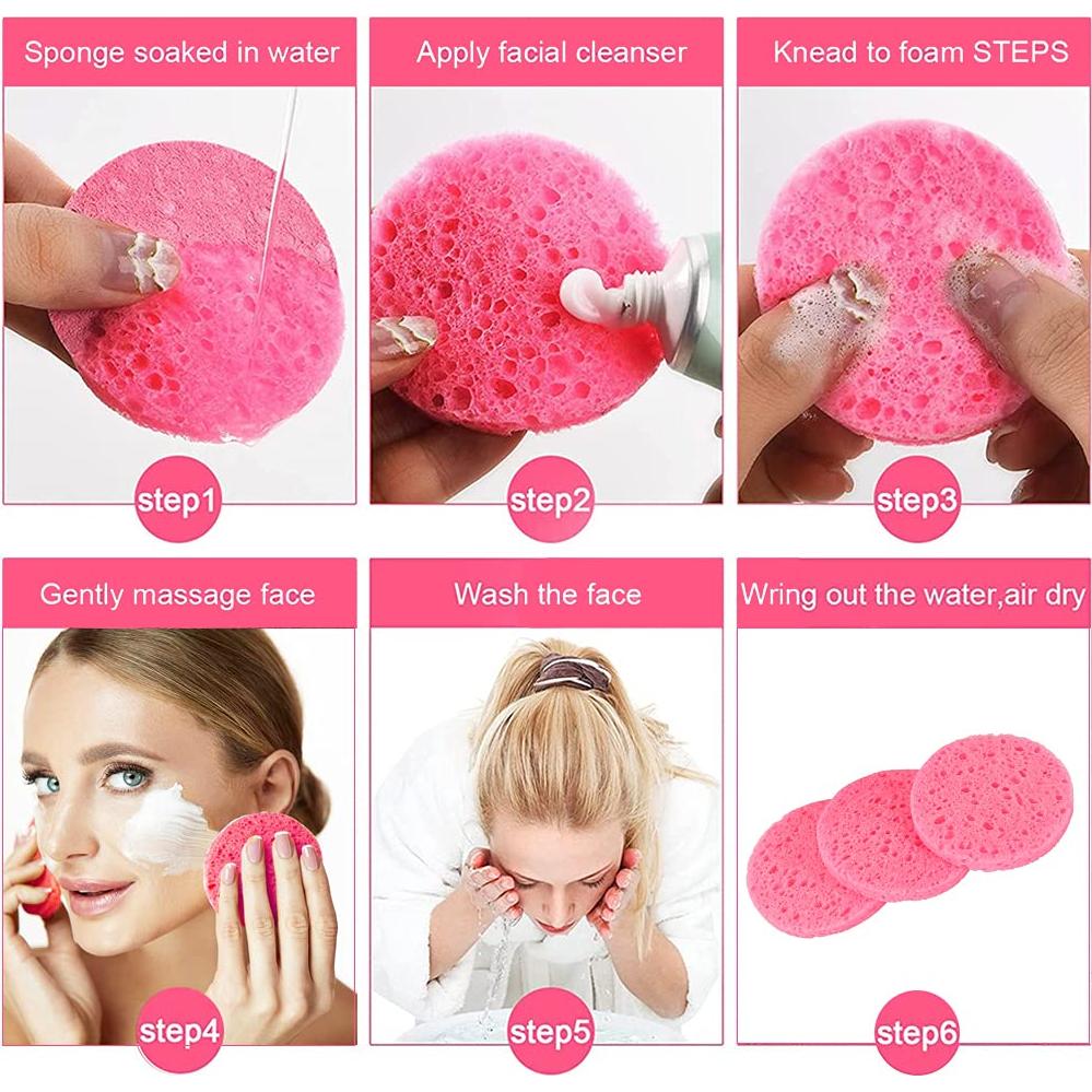 Esponjas Faciales Comprimidas METUUTER 50 Pcs 100% Celulosa Natural