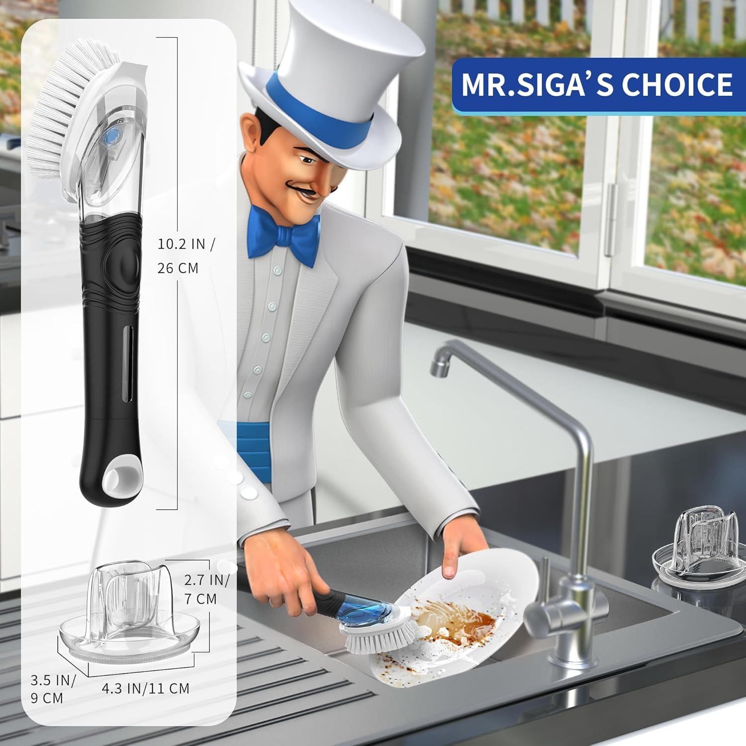 Cepillo de Cocina con Dispensador de Jabón MR.SIGA 70ml