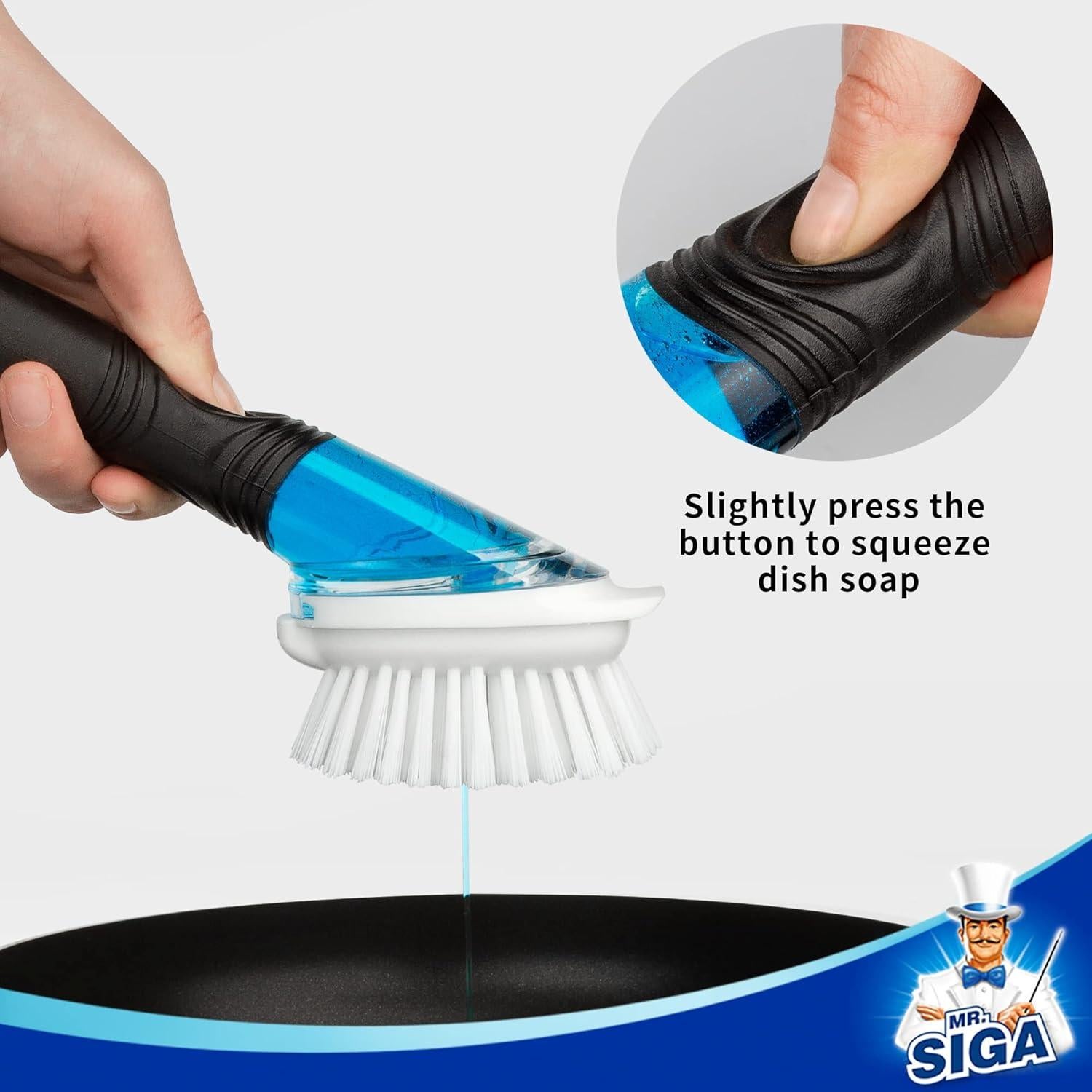 Cepillo de Cocina con Dispensador de Jabón MR.SIGA 70ml