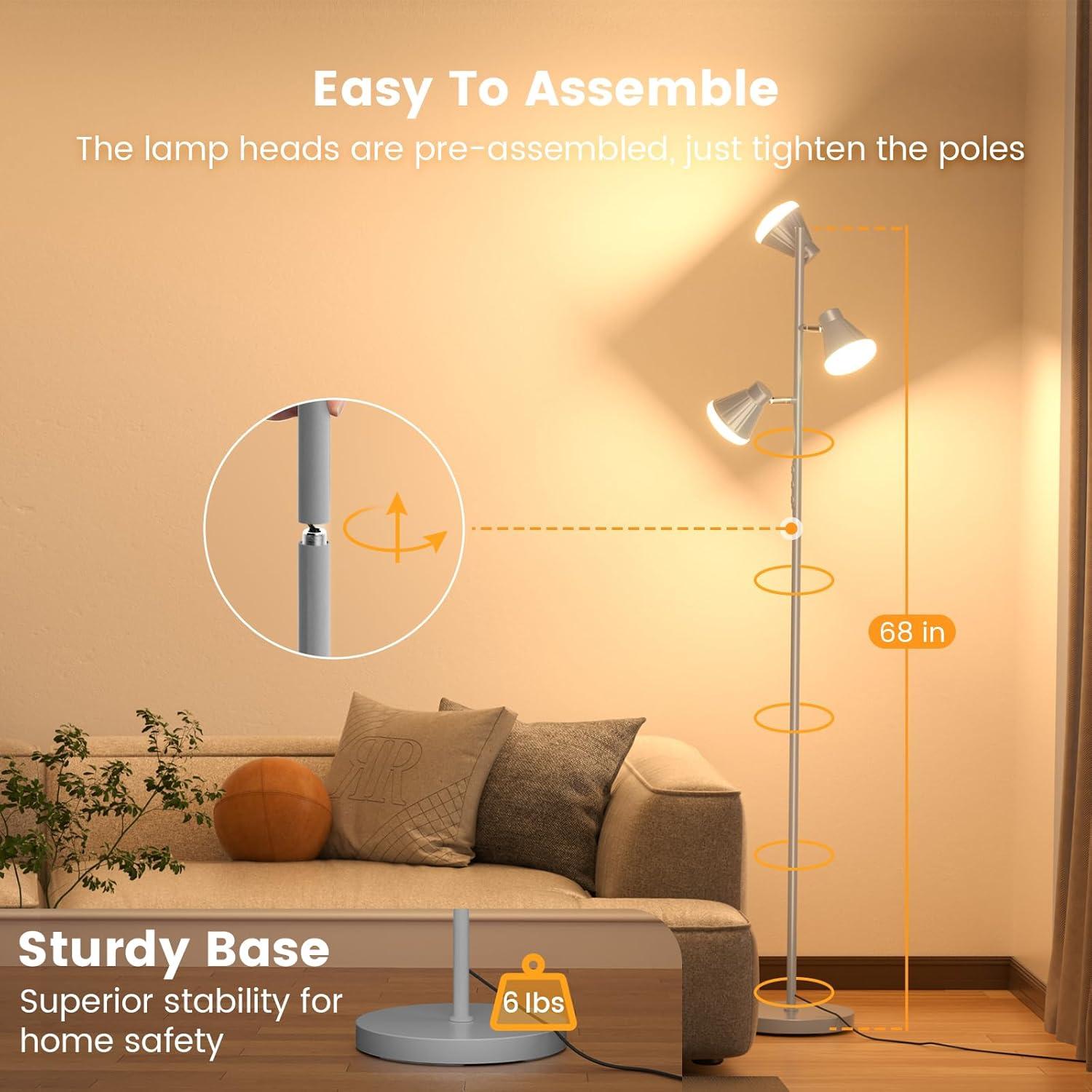 Lámpara de Pie LED SIBRILLE 36W Regulable con Control Remoto