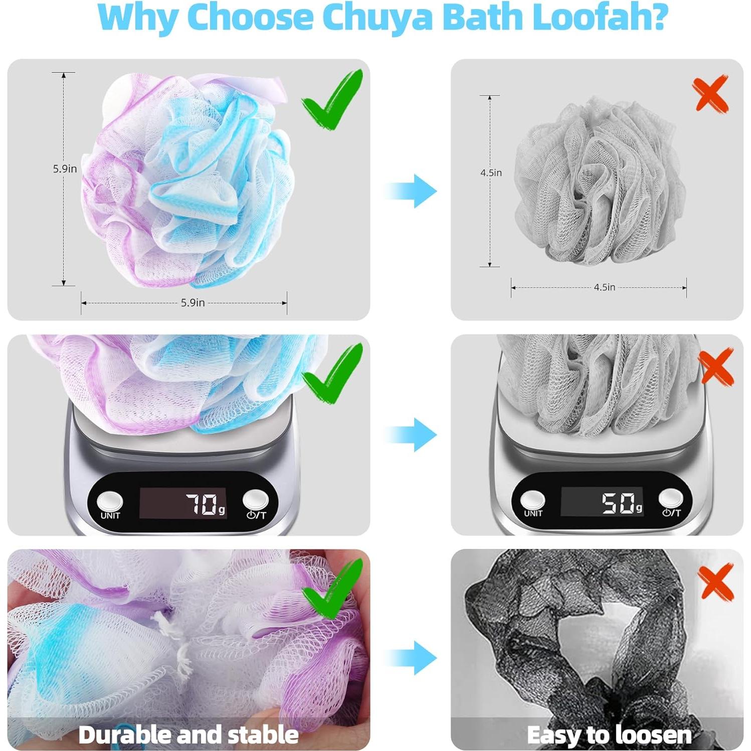 Esponjas de Baño Chuya Loofah 280g Paquete de 4 Exfoliantes