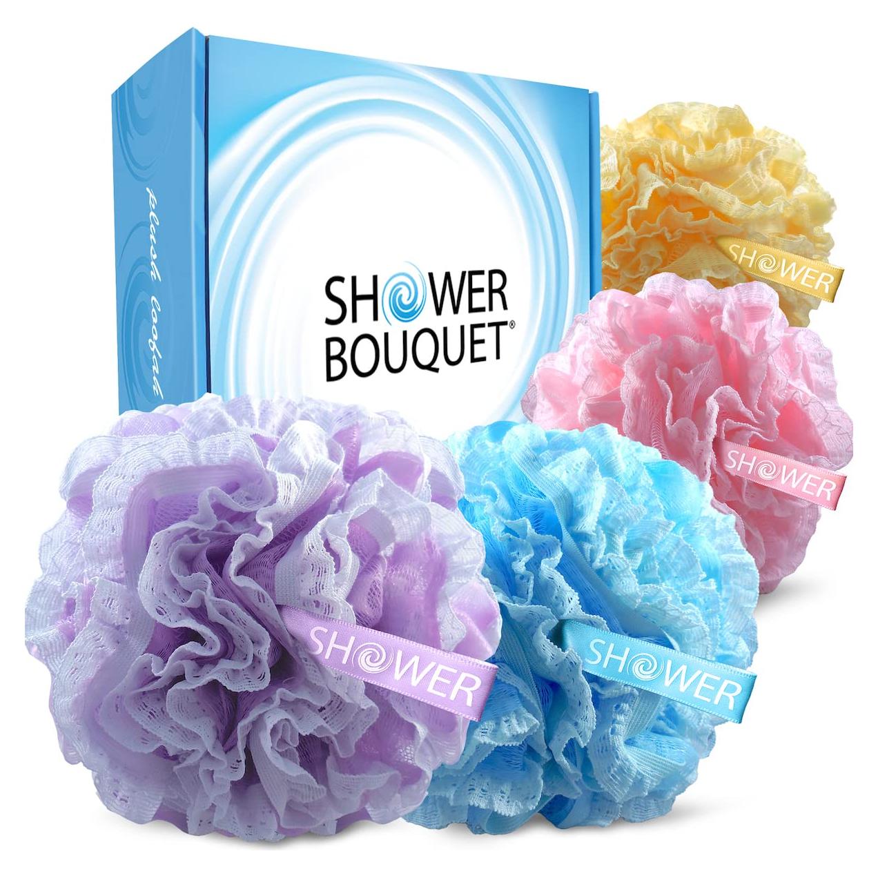 Esponjas de Baño Exfoliantes Shower Bouquet - 4 Pack 60g