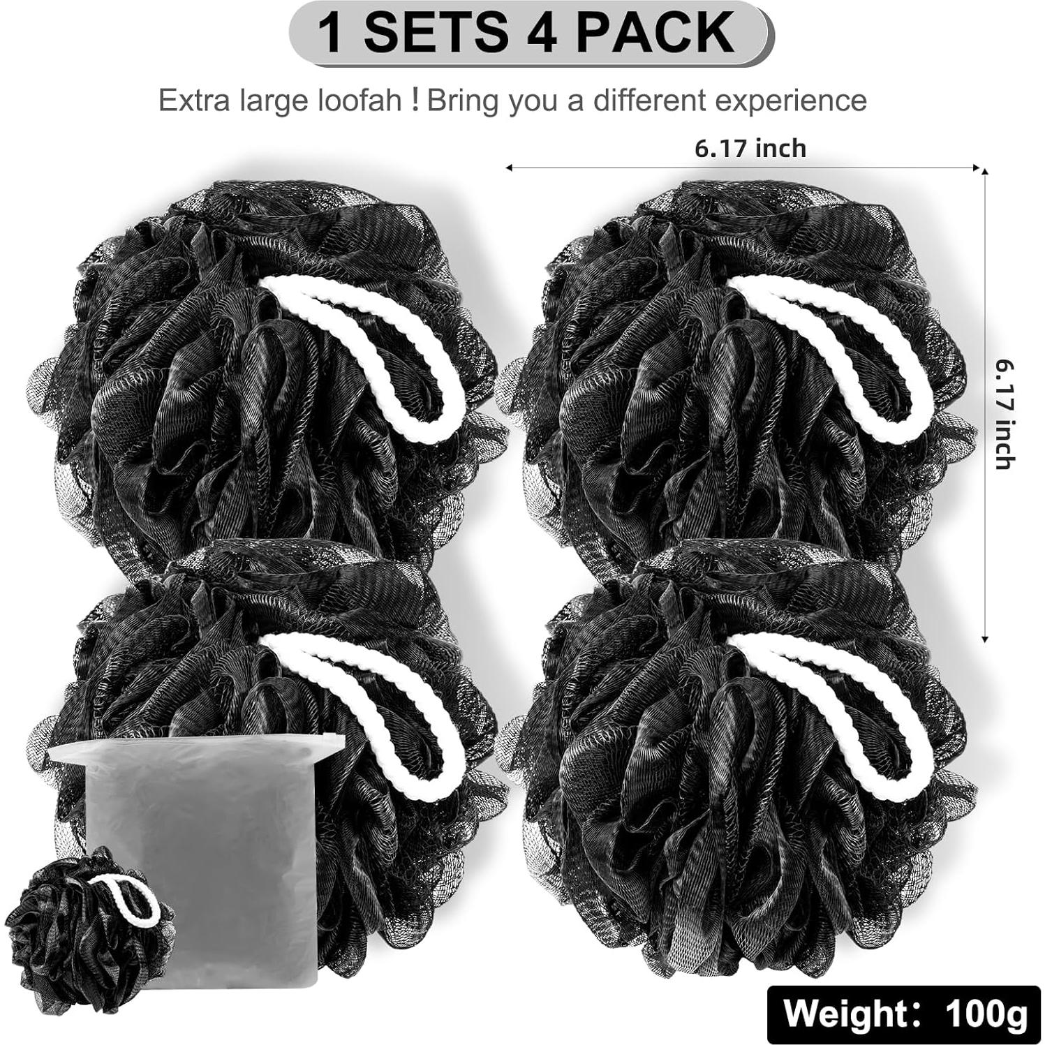 Esponja de Lufa XXL MTDLYICE 100g 4 Piezas Negra Exfoliante